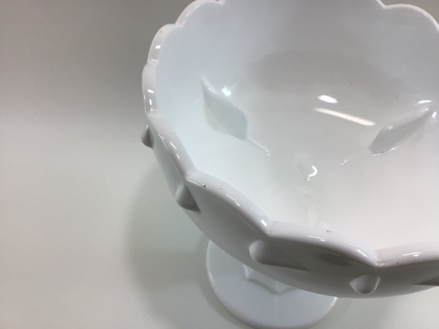 Flower Vase Compote 8" Vintage Indiana Glass Teardrop Milk Glass Home Decor