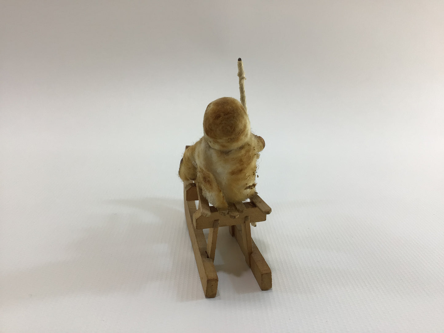 Spun Cotton Girl on Sled Christmas Tree Ornament Antique German Folk Art Collectible Holiday Decor