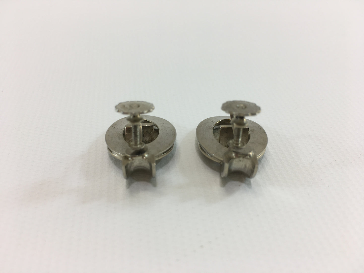Karu Silver Tone Earrings Screw Back Oval Geometric Design