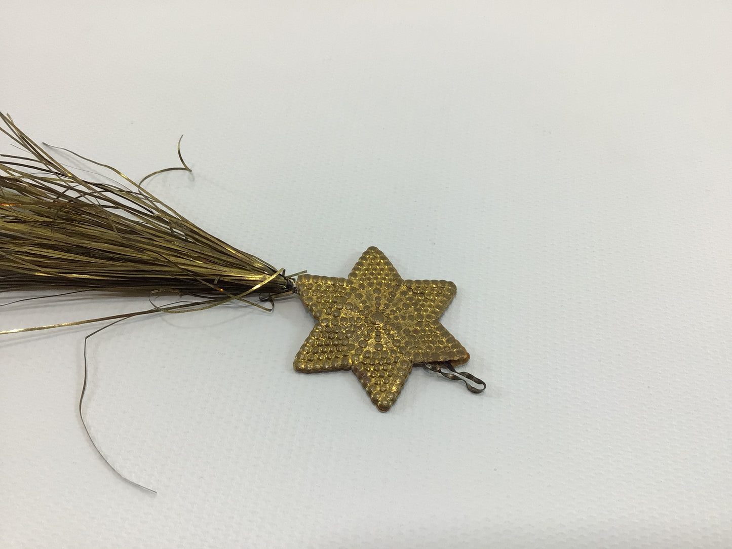 Golden Shooting Star Dresden Christmas Tree Ornament German Scrap Antique Die-cut Embossed Paper Holiday Decor