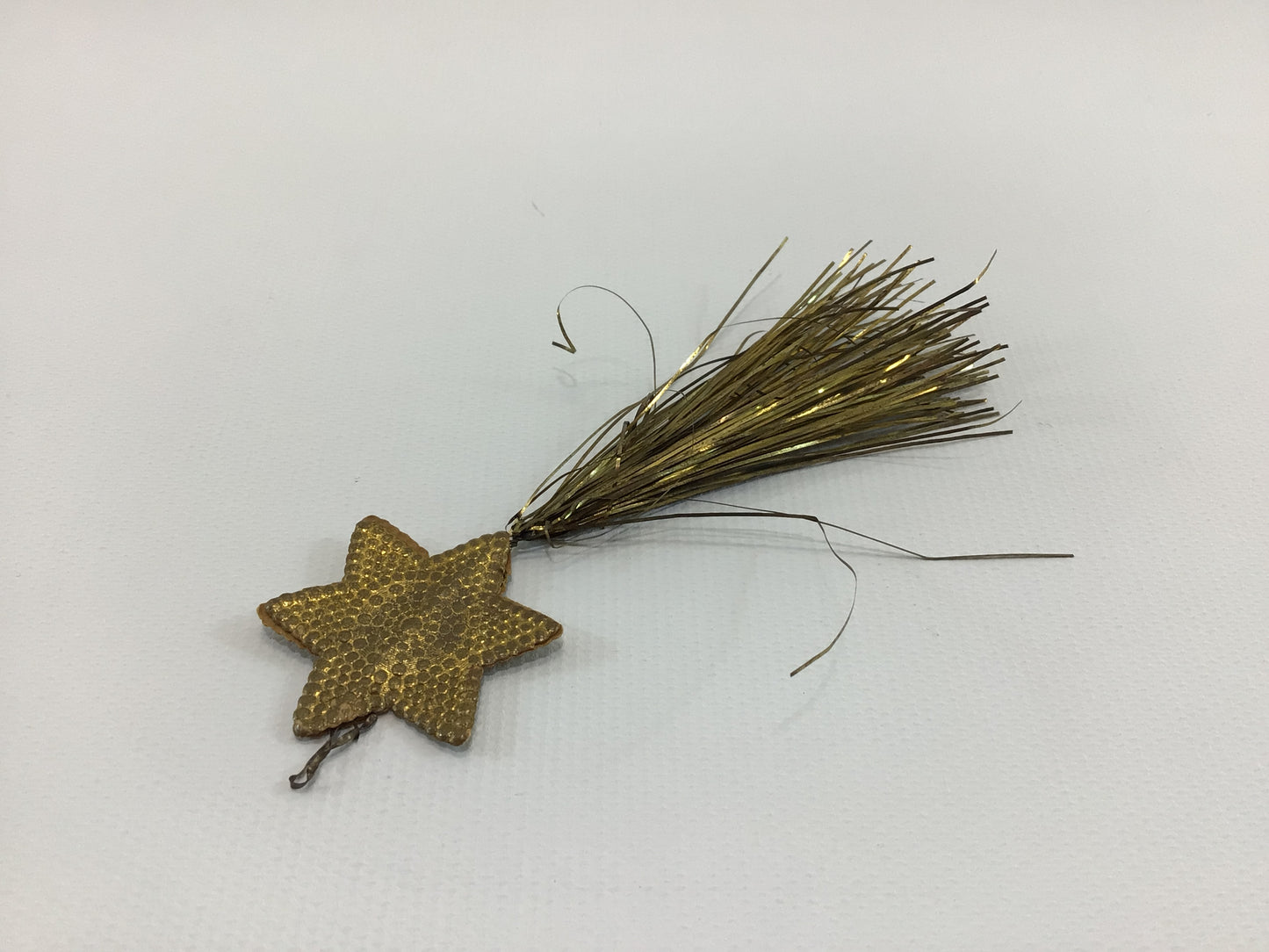 Golden Shooting Star Dresden Christmas Tree Ornament German Scrap Antique Die-cut Embossed Paper Holiday Decor