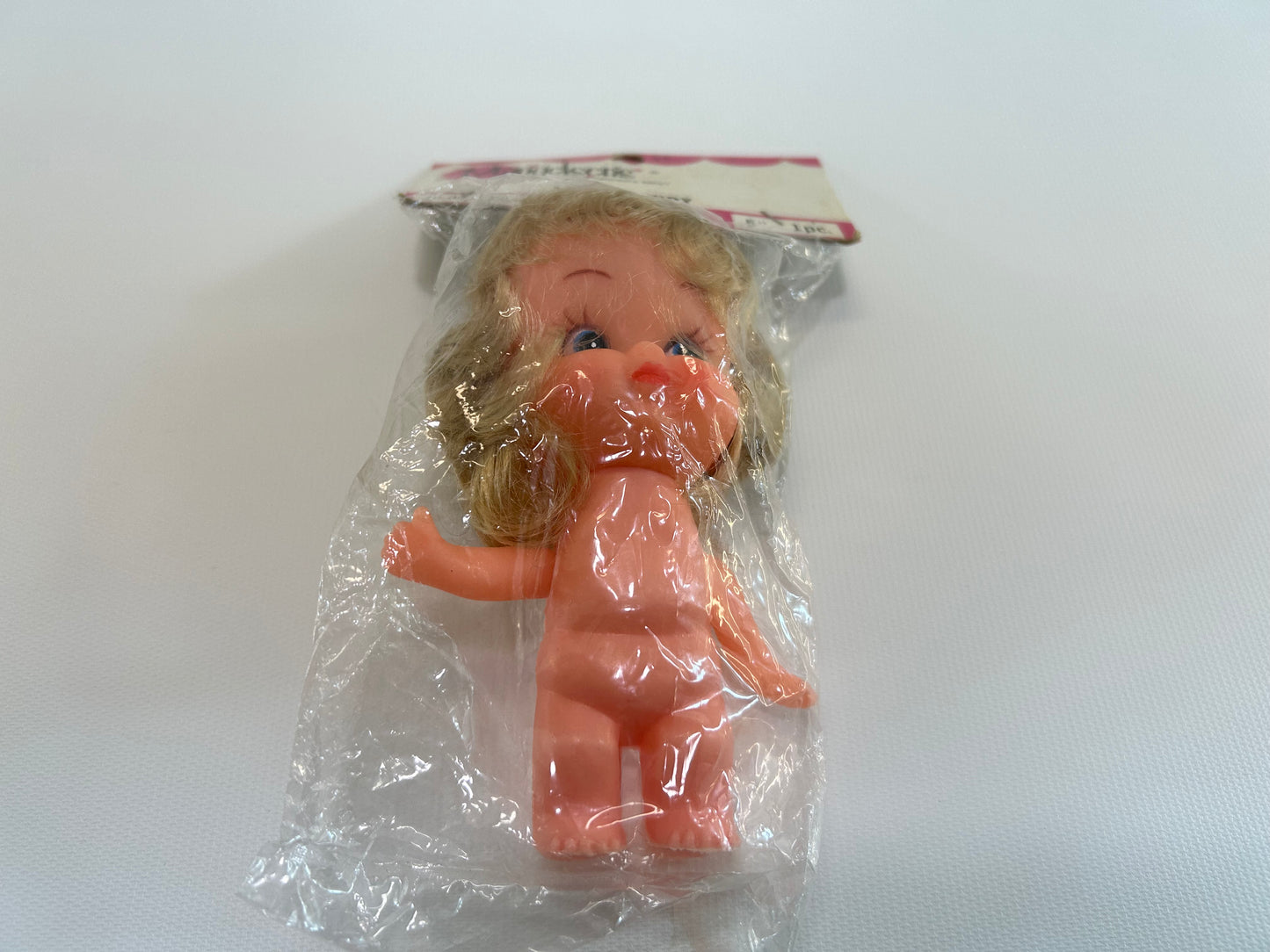 Vintage Dime Store Little Cindy Doll 5" Blonde Hair with Pig Tails Mangelsen's Toddler Doll In Original Package