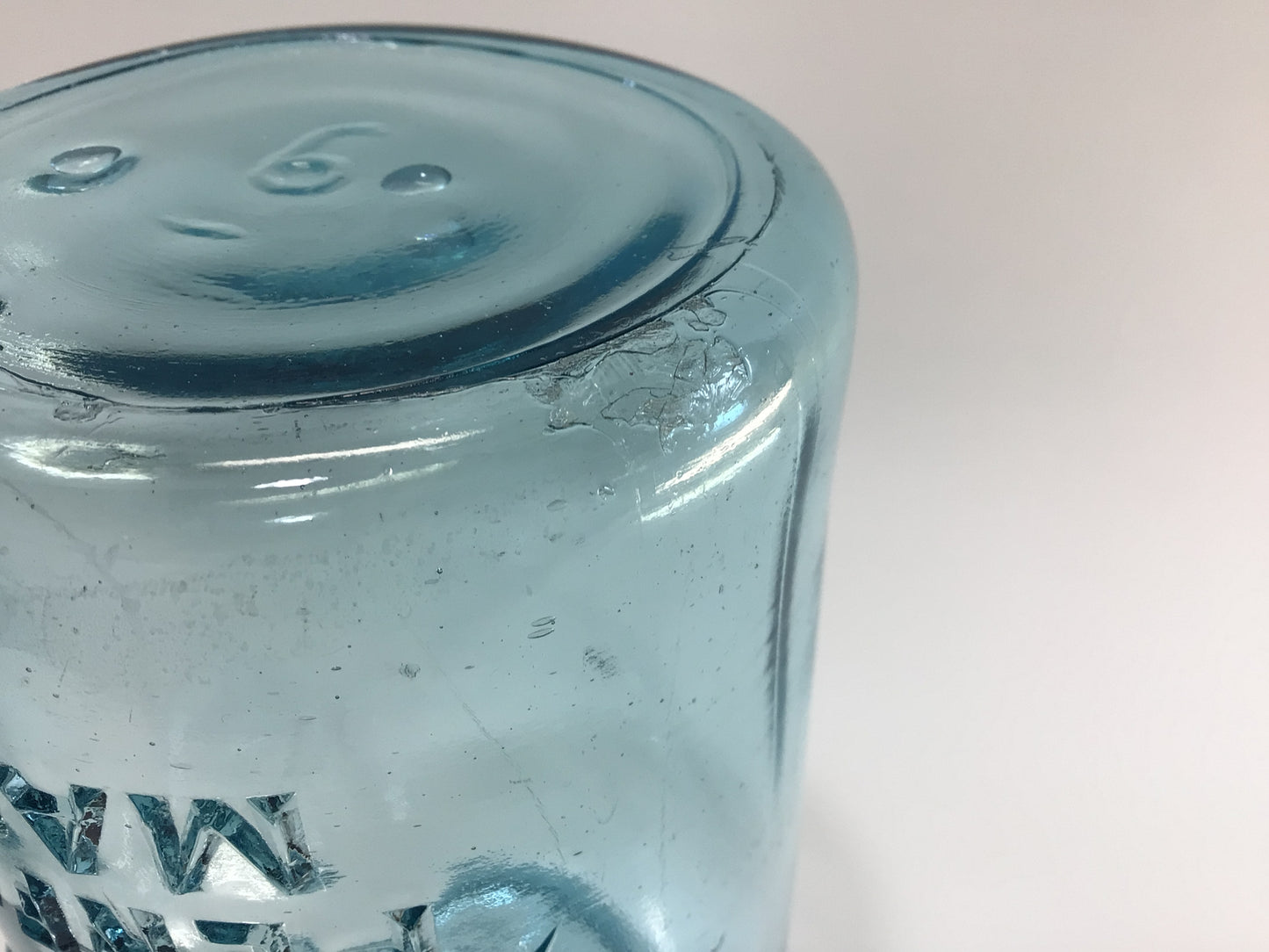 Vintage Blue Glass Ball Perfect Mason Jar One Quart #6 Trapped Air Bubbles with Zinc Lid