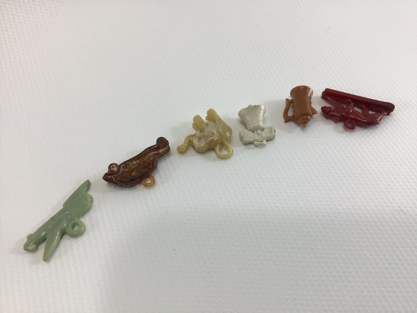 Hard Plastic Miniature Assorted Charms Vintage 1960s Gumball Machine Toy Prizes Lot of Six