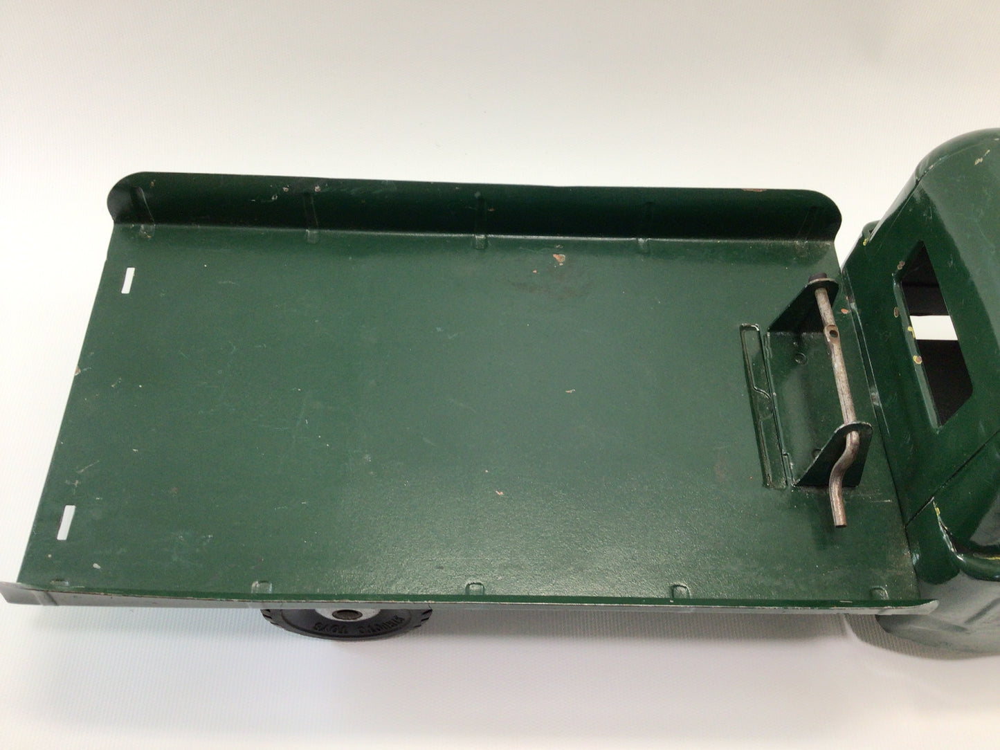 Structo Flatbed Tow Truck with Marx Power Shovel Excavator Vintage 1950s Pressed Steel Construction Toys