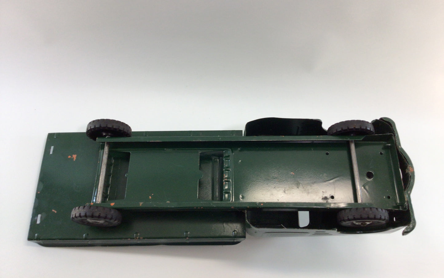 Structo Flatbed Tow Truck with Marx Power Shovel Excavator Vintage 1950s Pressed Steel Construction Toys