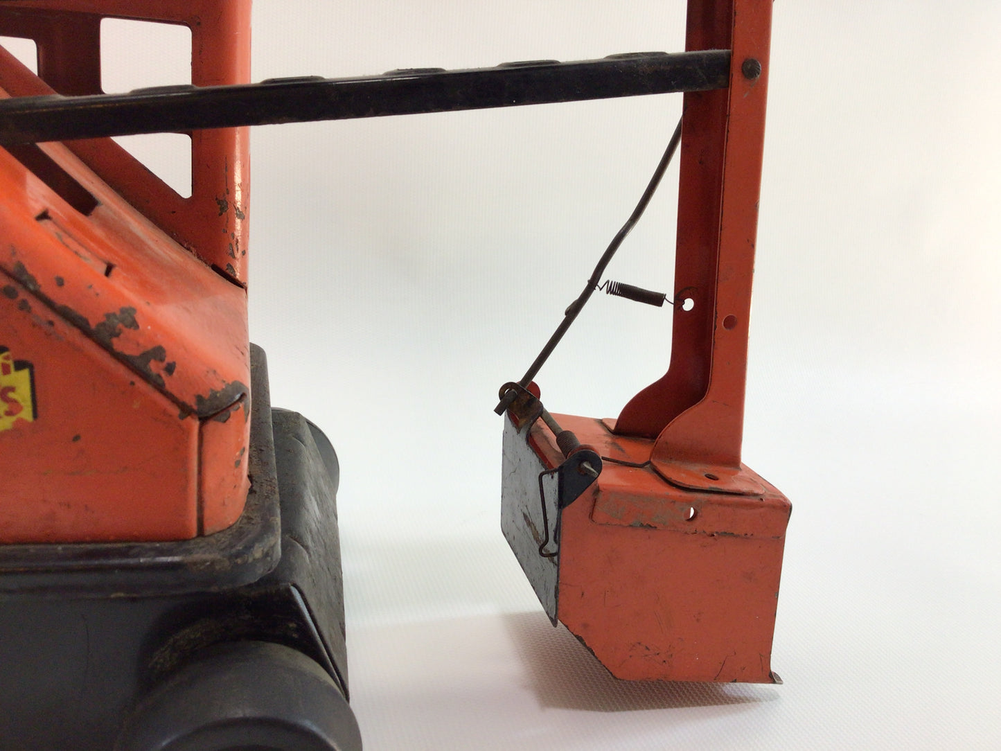 Structo Flatbed Tow Truck with Marx Power Shovel Excavator Vintage 1950s Pressed Steel Construction Toys