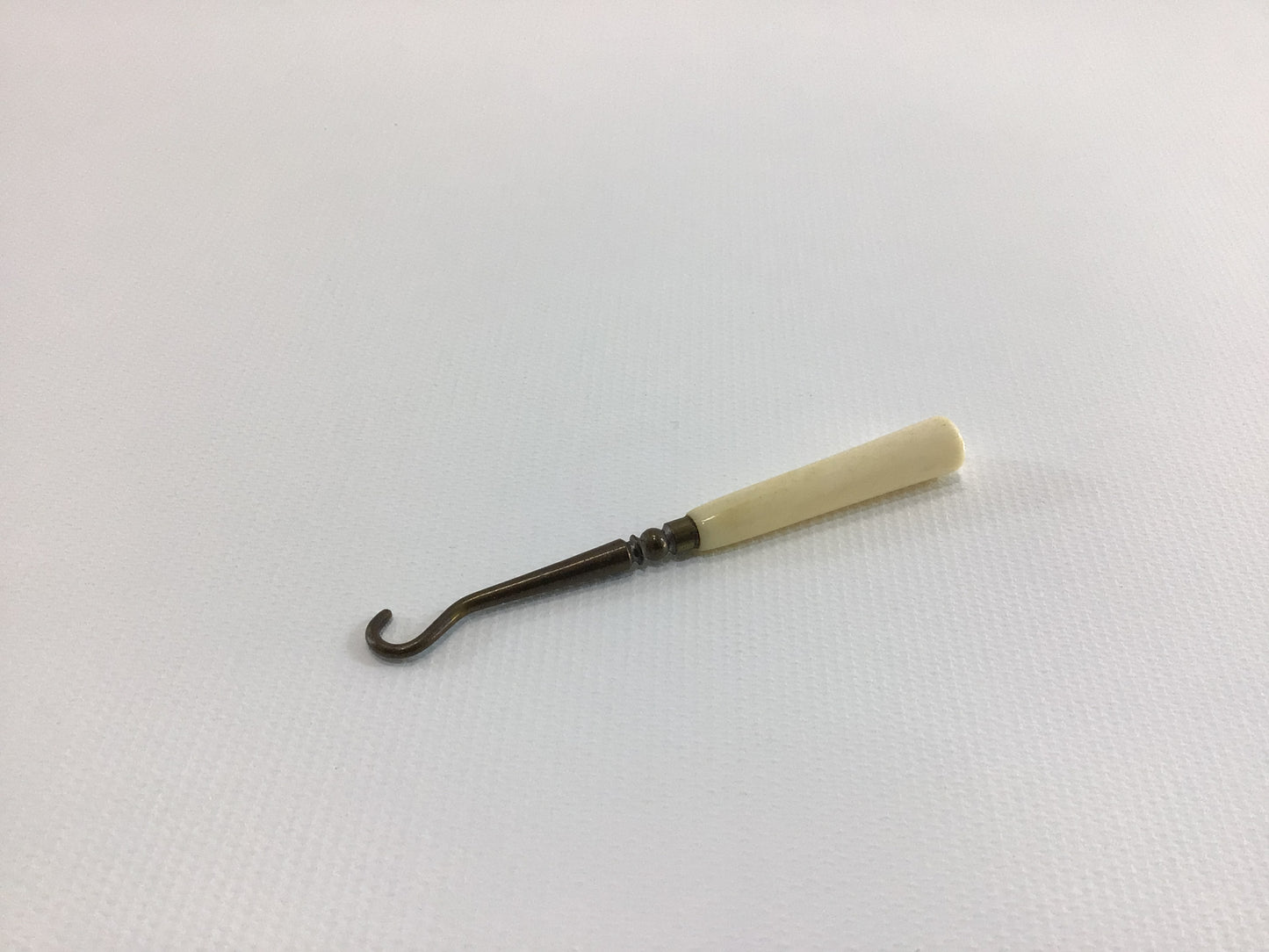Antique 3" Bone Handle Button Hook Collectible Victorian Hand Tool for Shoes Gloves Corsets