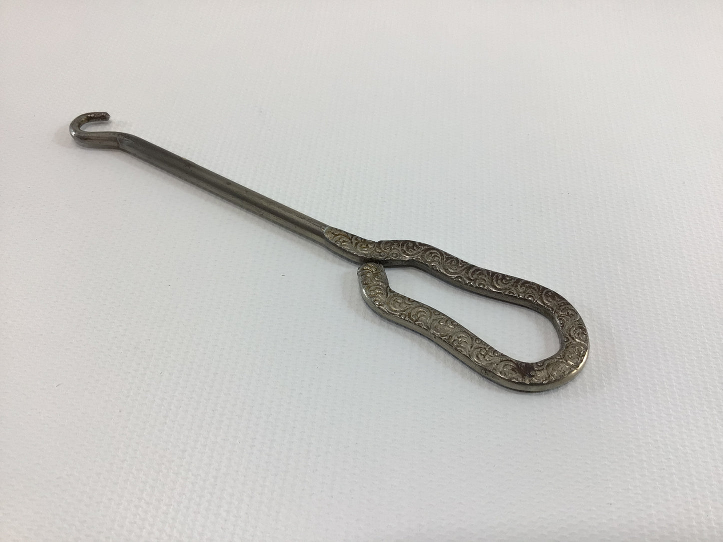 Button Hook Scroll Motif Handle Antique Collectible Edwardian Hand Tool Gadget for Shoes Gloves Corsets