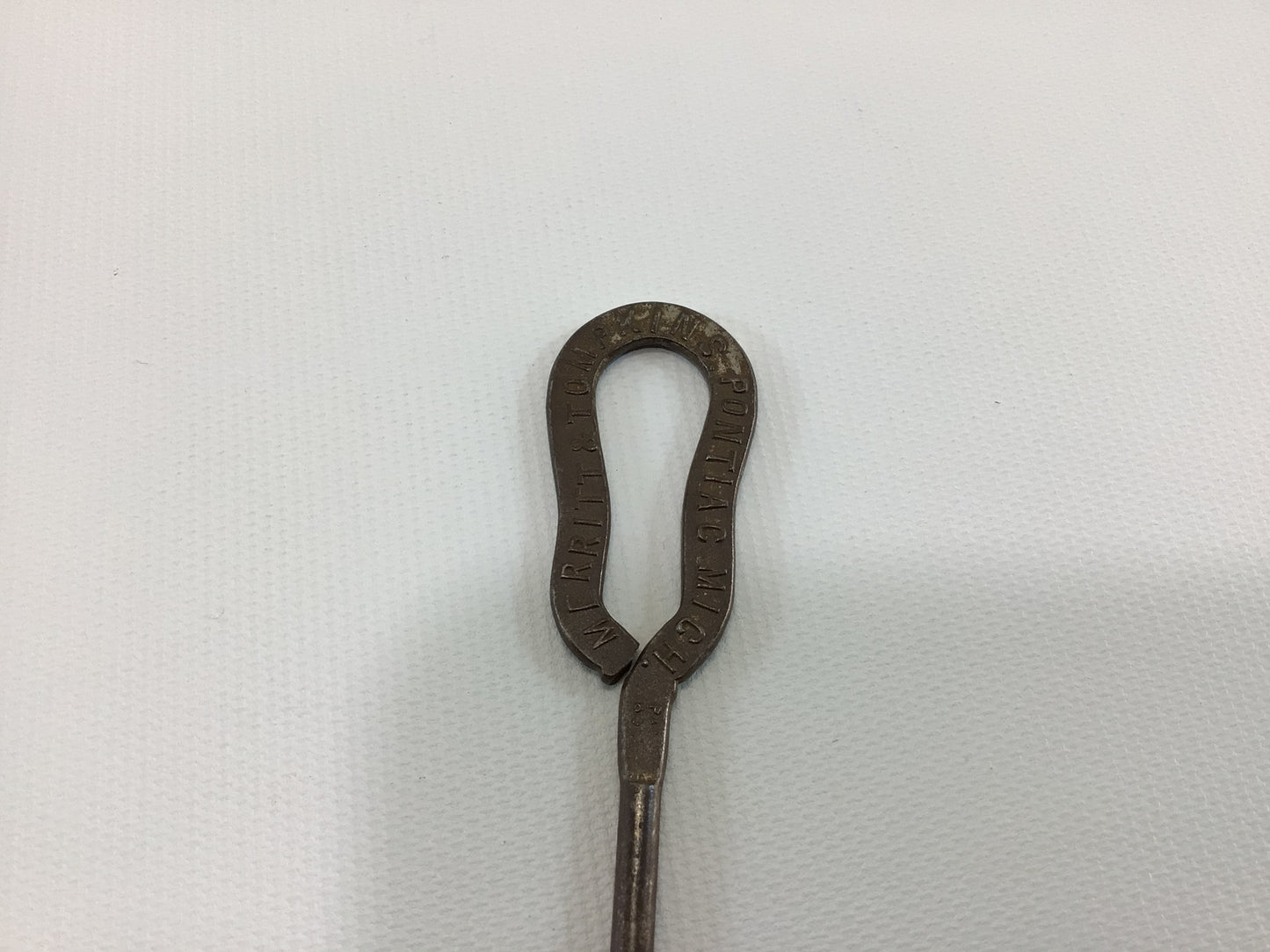 Button Hook Merritt & Tompkins Pontiac Antique Advertising Collectible Edwardian Hand Tool Gadget for Shoes Gloves Corsets