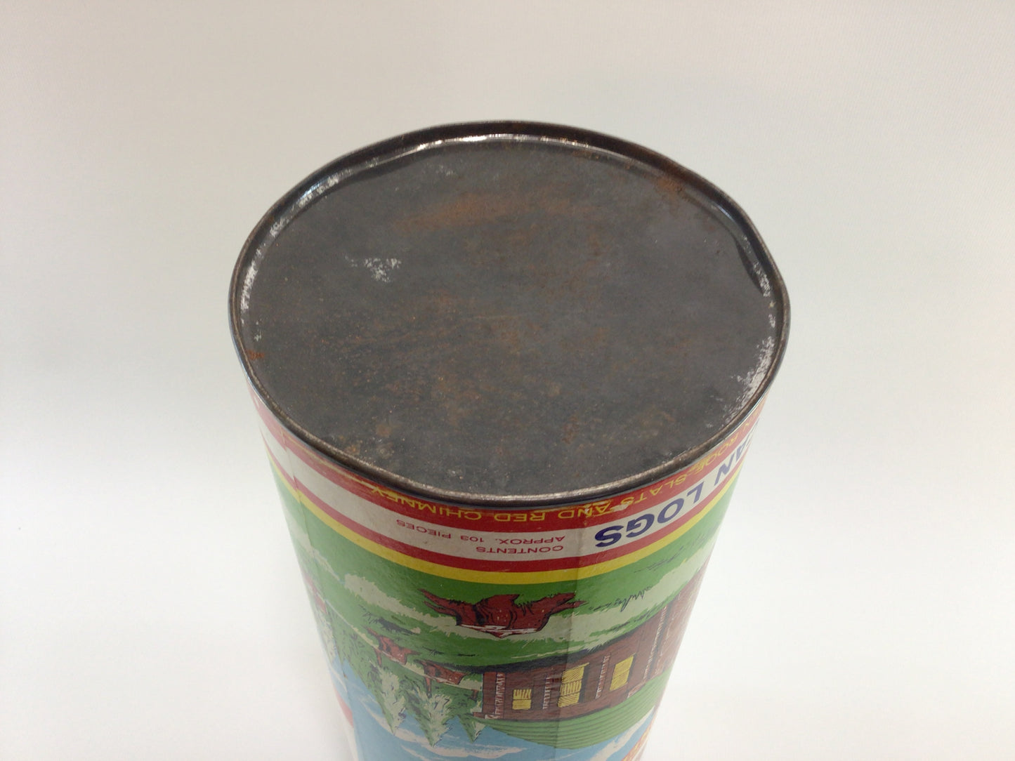 Toy American Logs Empty Canister Vintage Building Toys Storage Container Ephemera