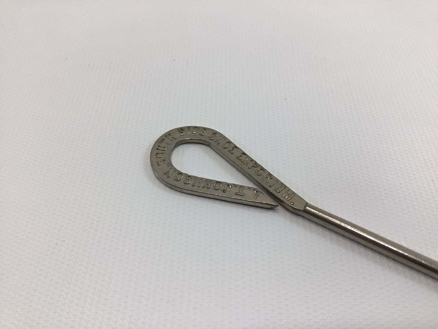Button Hook Johnson South Side Shoe Emporium Antique Advertising Giveaway Edwardian Hand Tool Gadget for Shoes Gloves Corsets