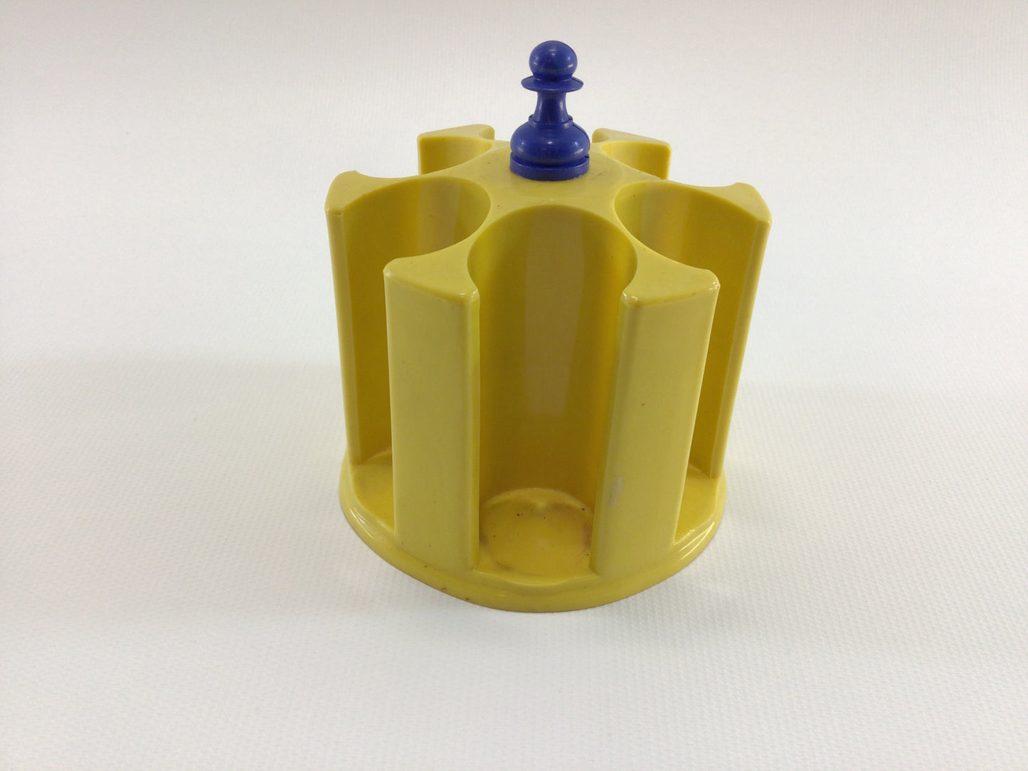 Thread Caddy Yellow Hard Plastic Vintage Sewing Notion Organizer with Coats & Clark Wood Spools