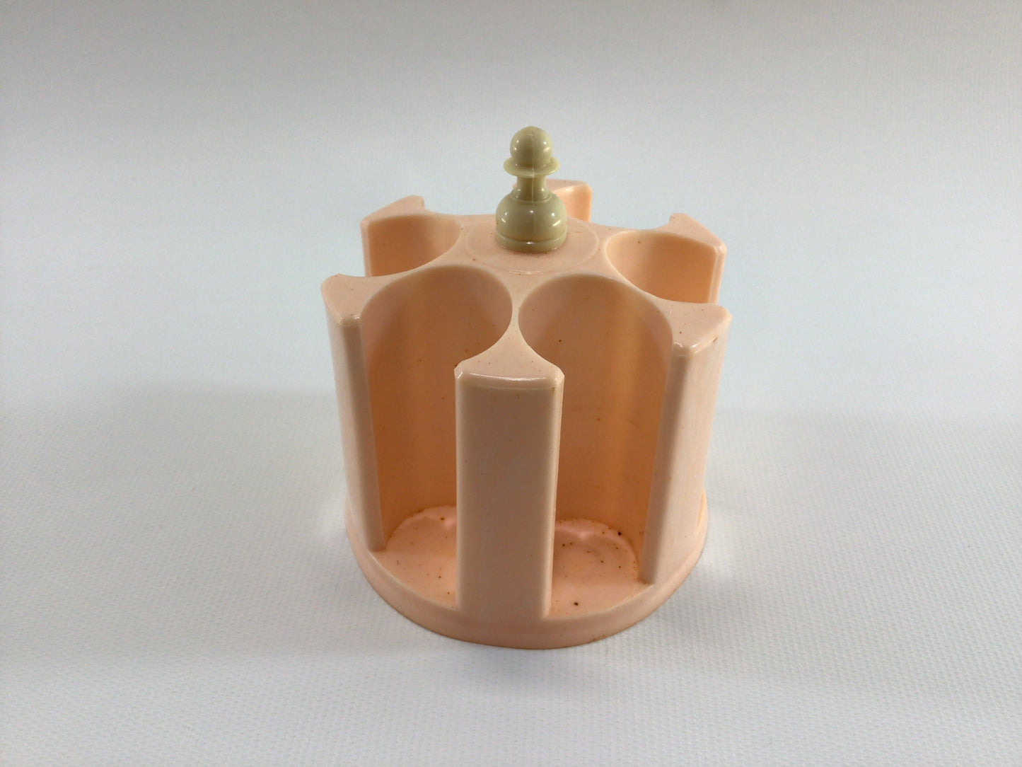 Thread Caddy Pink Hard Plastic Vintage Sewing Notion Organizer with Coats & Clark Wood Spools