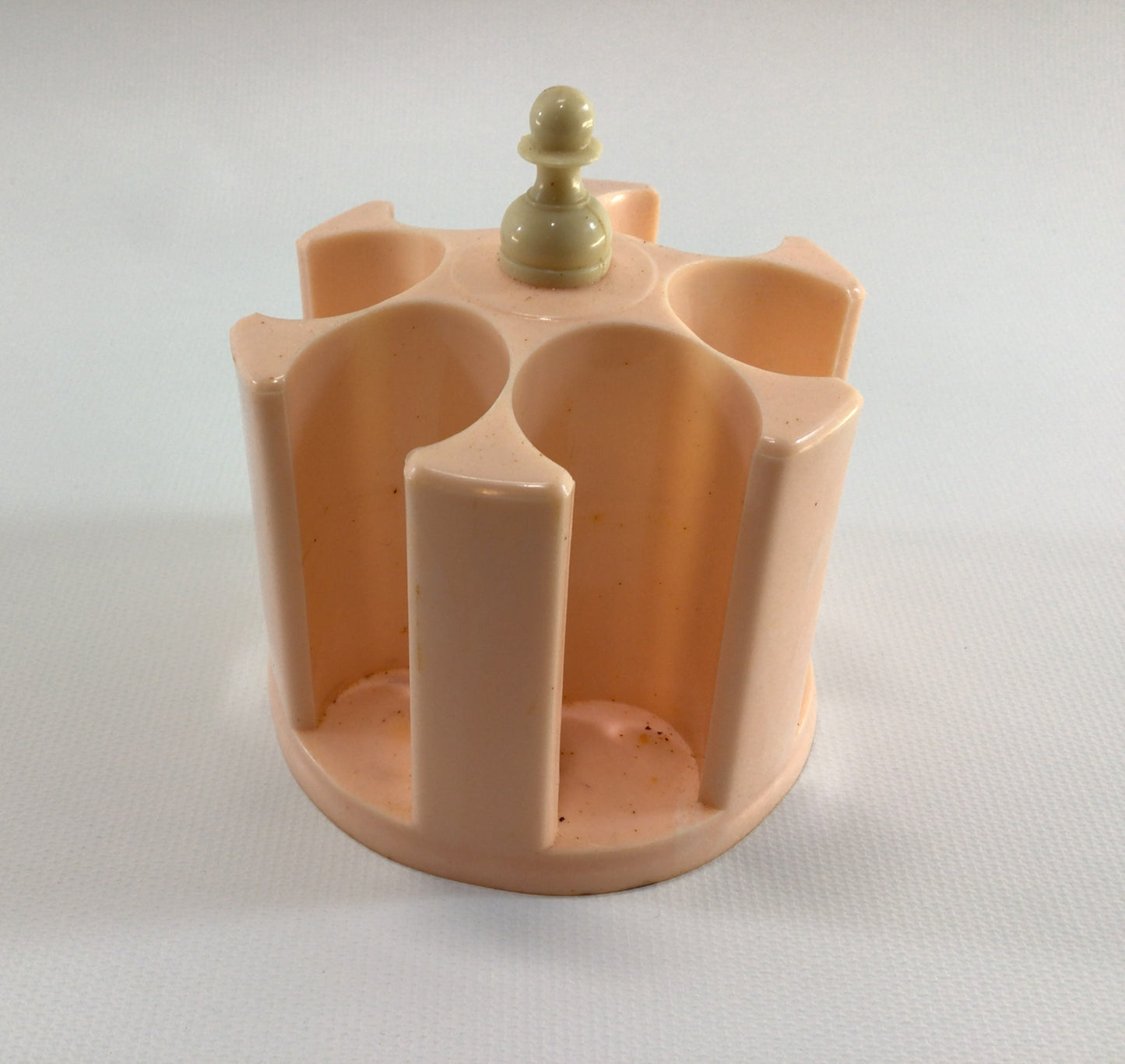 Thread Caddy Pink Hard Plastic Vintage Sewing Notion Organizer with Coats & Clark Wood Spools