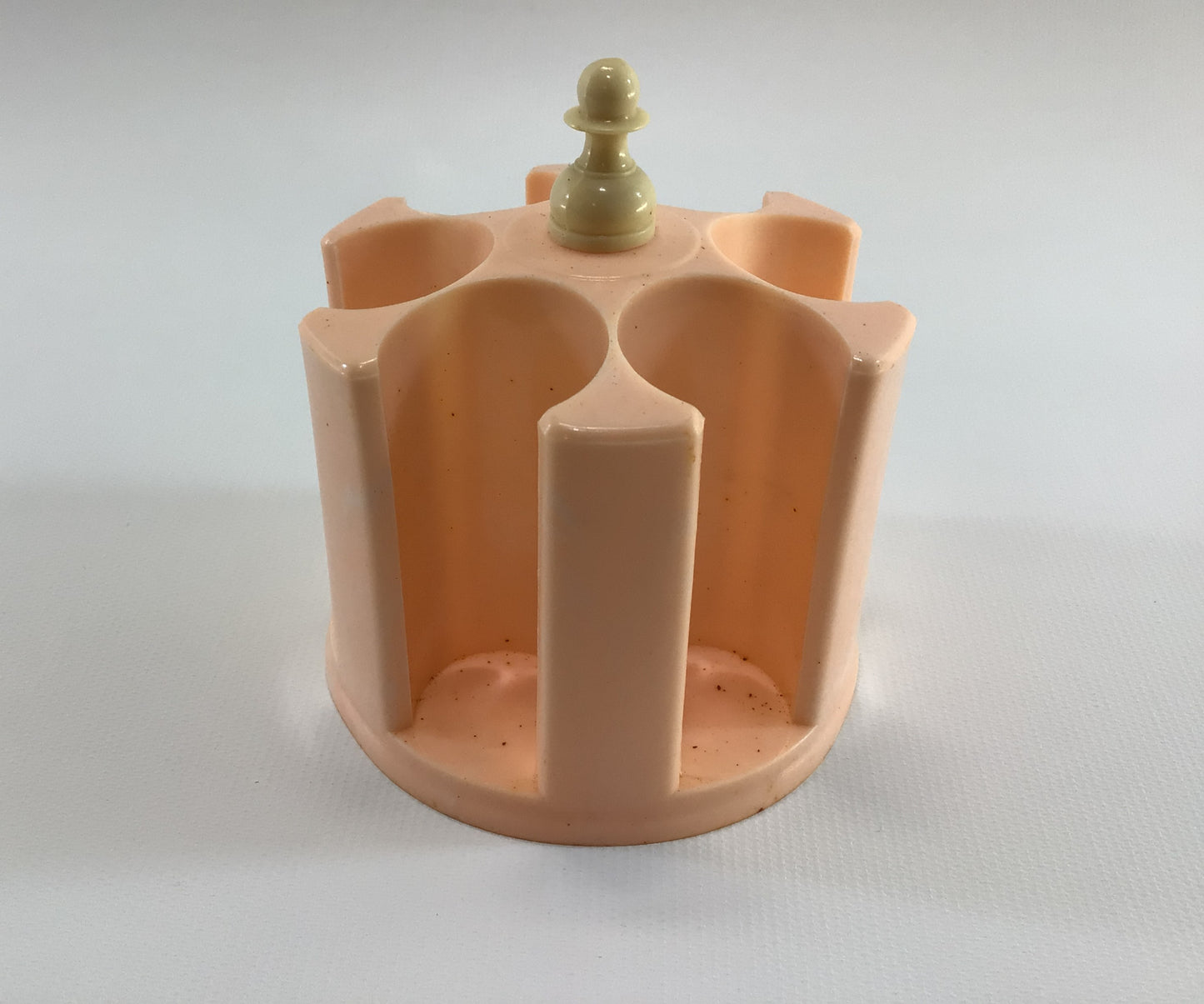 Thread Caddy Pink Hard Plastic Vintage Sewing Notion Organizer with Coats & Clark Wood Spools