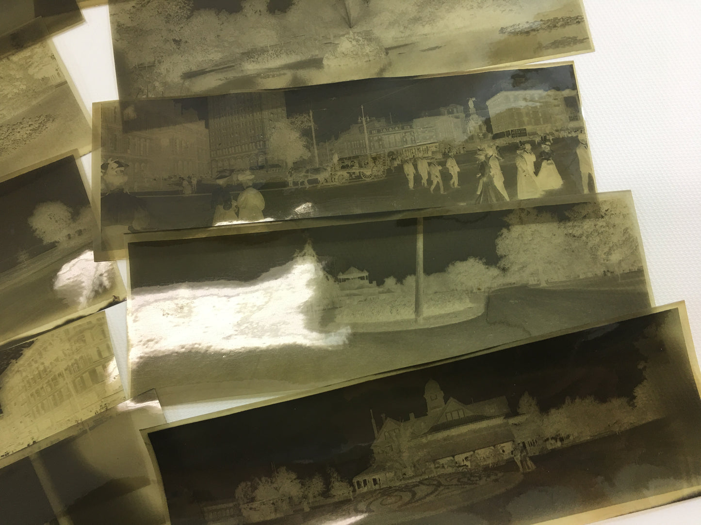 Antique Photo Negatives Detroit Michigan Panoramic Opera House Yacht Club Belle Isle Campus Martius Park People Cars Buildings Historical