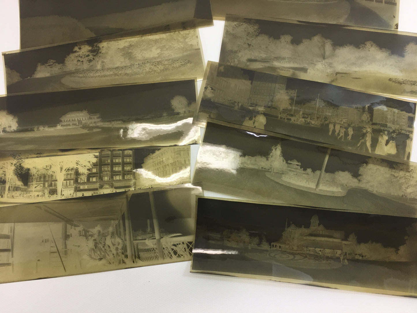 Antique Photo Negatives Detroit Michigan Panoramic Opera House Yacht Club Belle Isle Campus Martius Park People Cars Buildings Historical