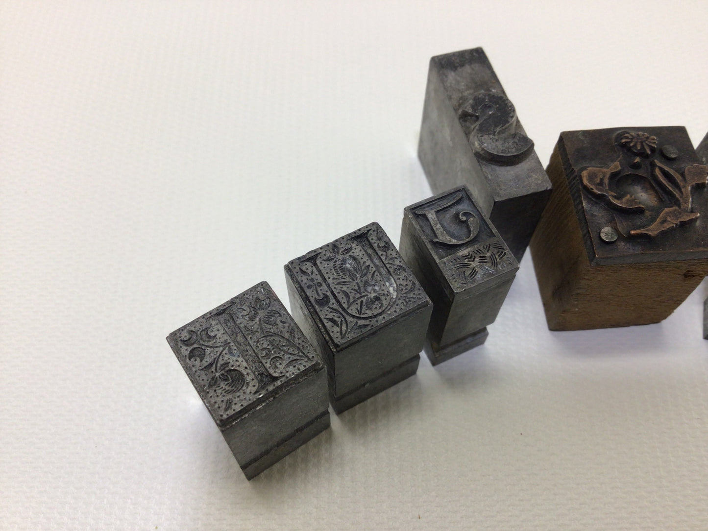 Letterpress Print Type Blocks Early Vintage Letters Holly Bell Star Flower