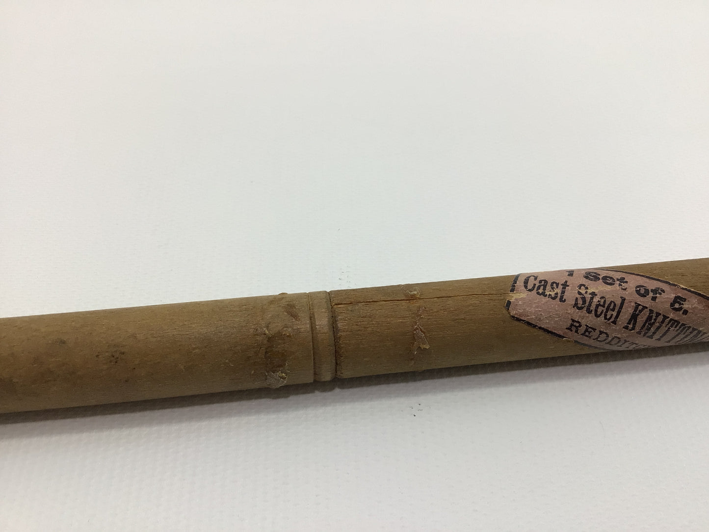 Antique Cast Steel Knitting Needles No 16 in Wood Tube Made in Redditch England