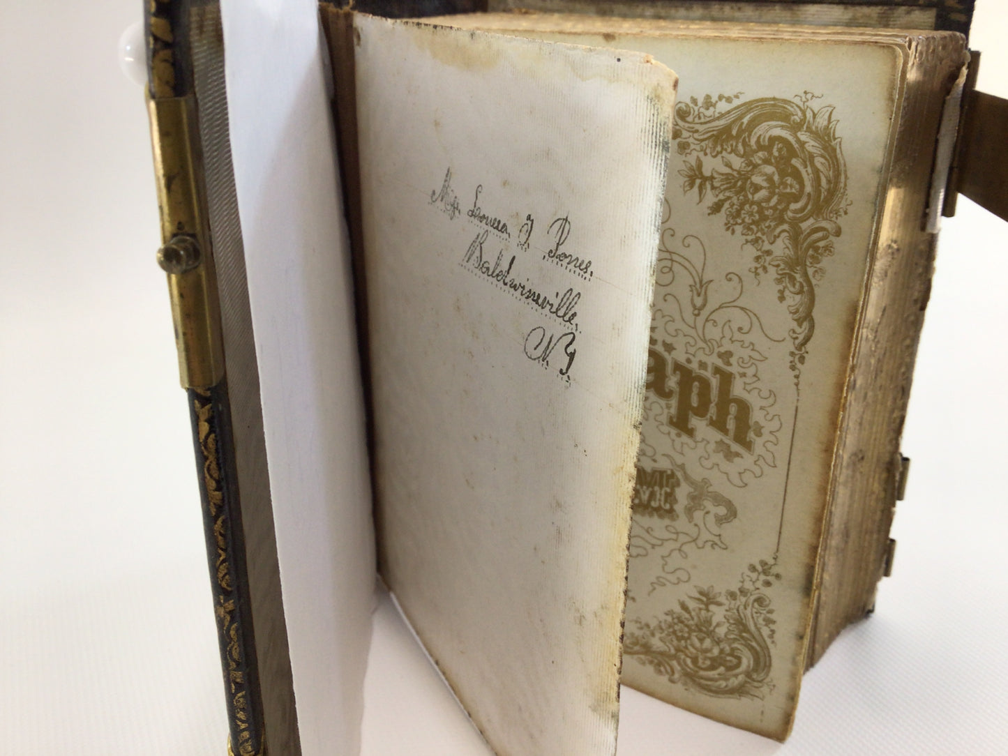 Leather Bound Antique Photo Album with Mid 19th Century Tintype and Card Photographs