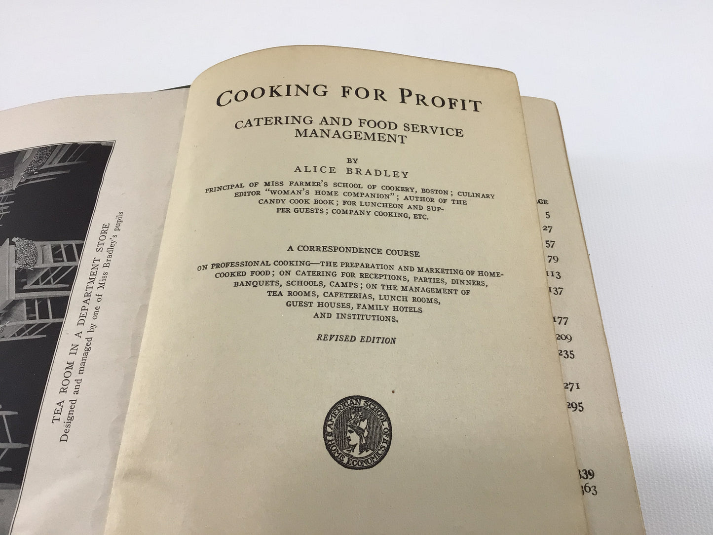 Antique Cookbook Cooking for Profit from School of Home Economics by Alice Bradley Revised 1925 Edition
