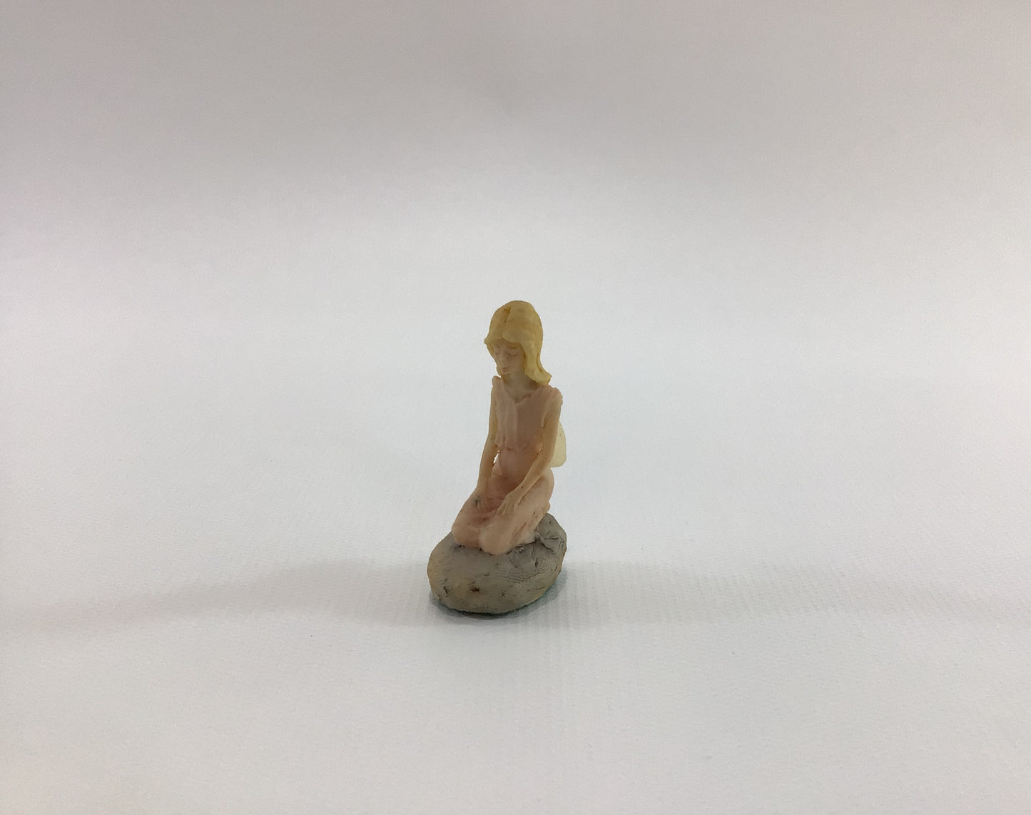 Hand Painted Miniature Blonde Fairy in Pink Dress Vintage 1980s L Pagett Figurine Made in Scotland