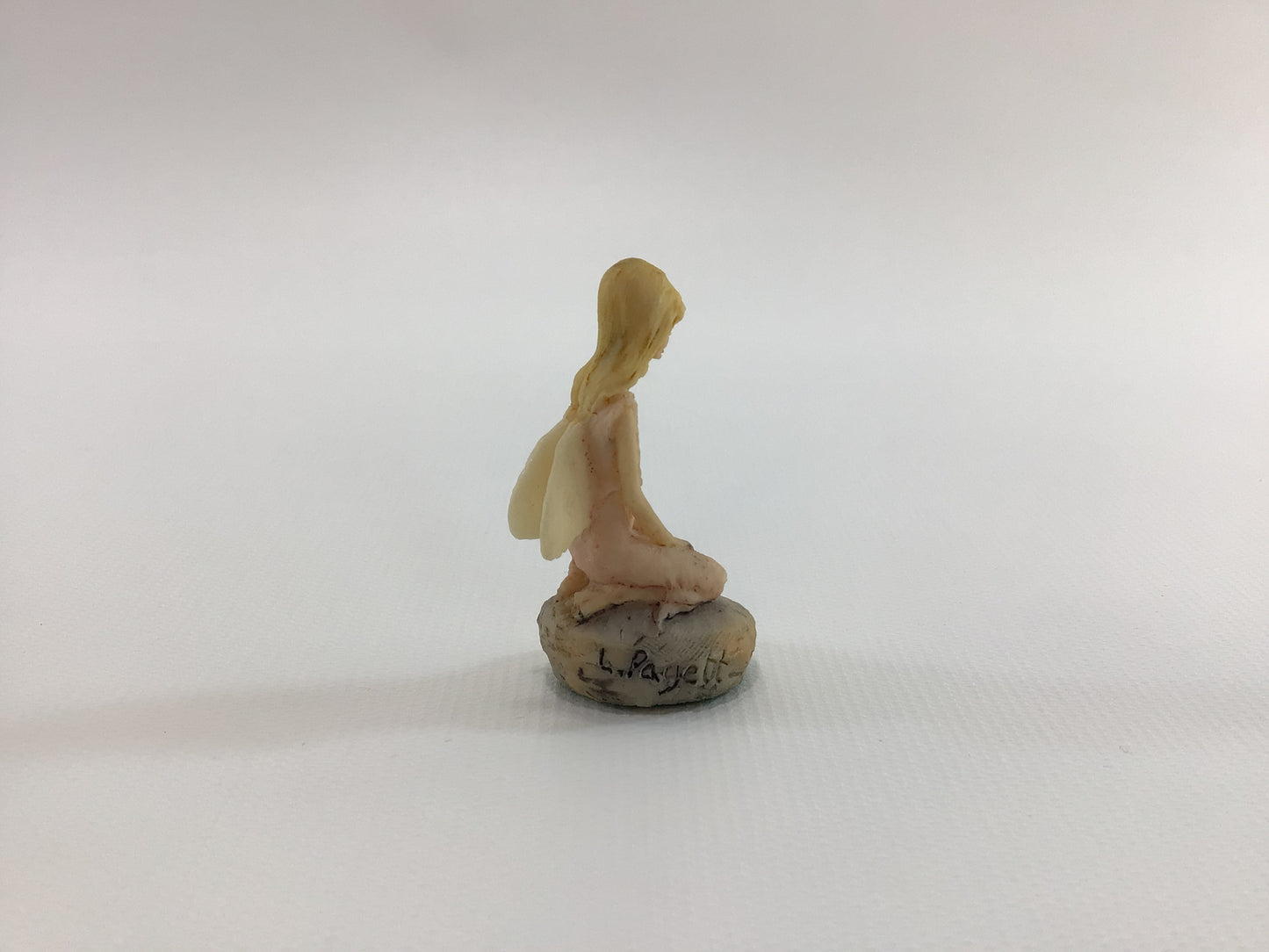 Hand Painted Miniature Blonde Fairy in Pink Dress Vintage 1980s L Pagett Figurine Made in Scotland