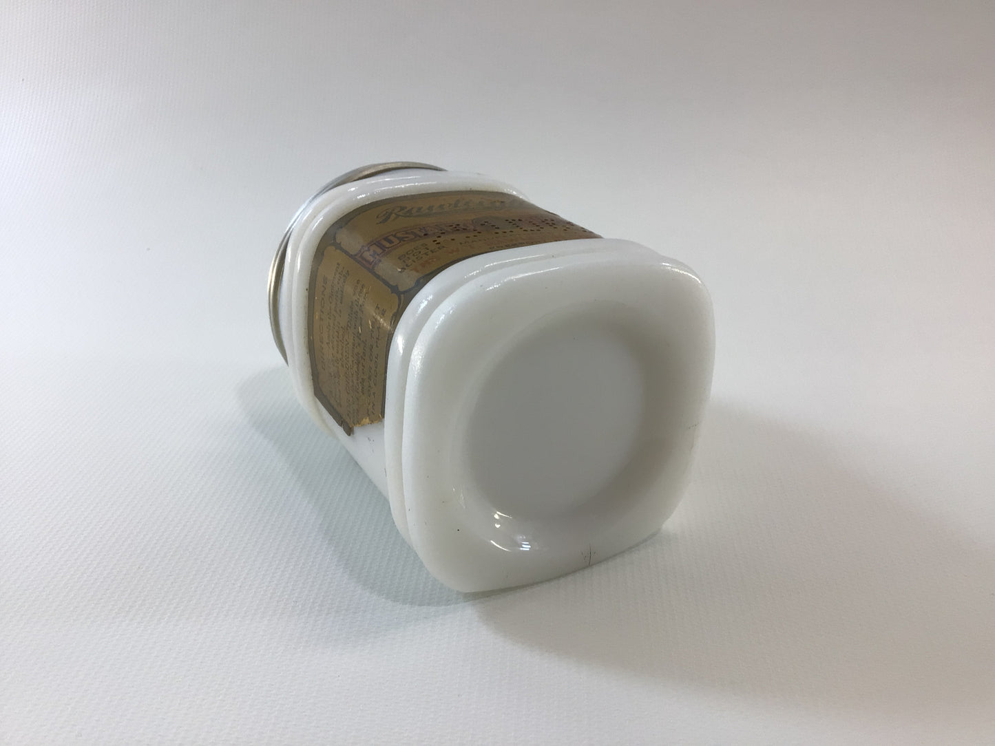 Antique Milk Glass Jar with Lid Rawleigh's Mustard Ointment Advertising Remedy Ephemera