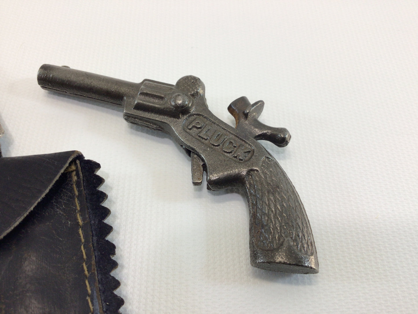 Toy Pluck Cap Gun with Holster Vintage Diecast Handgun Pistol