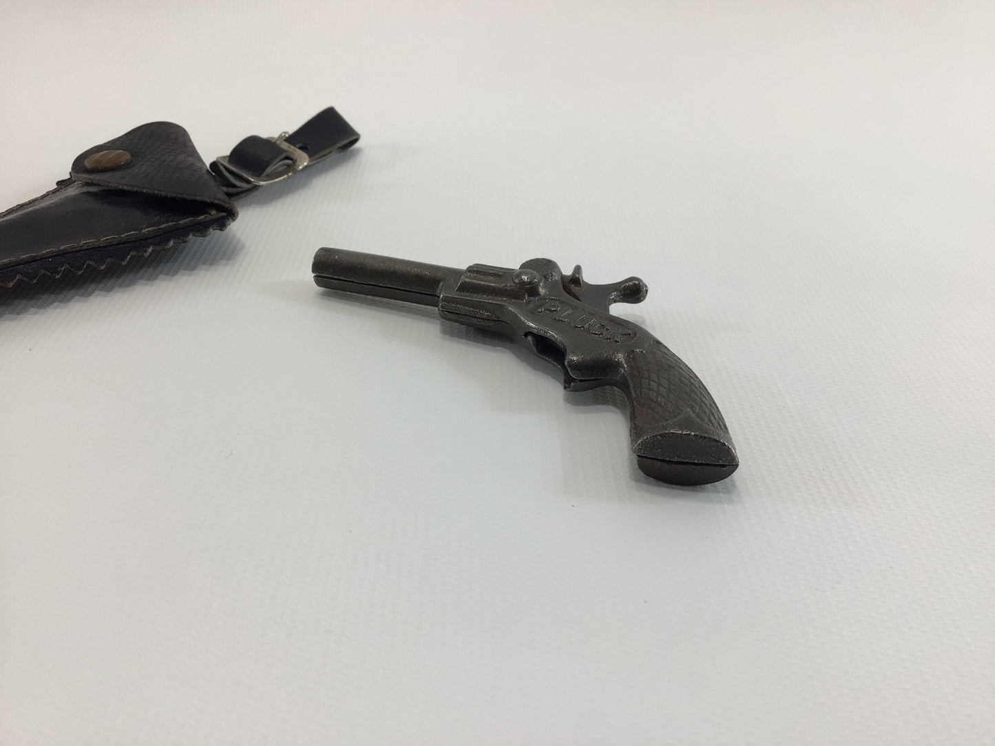Toy Pluck Cap Gun with Holster Vintage Diecast Handgun Pistol