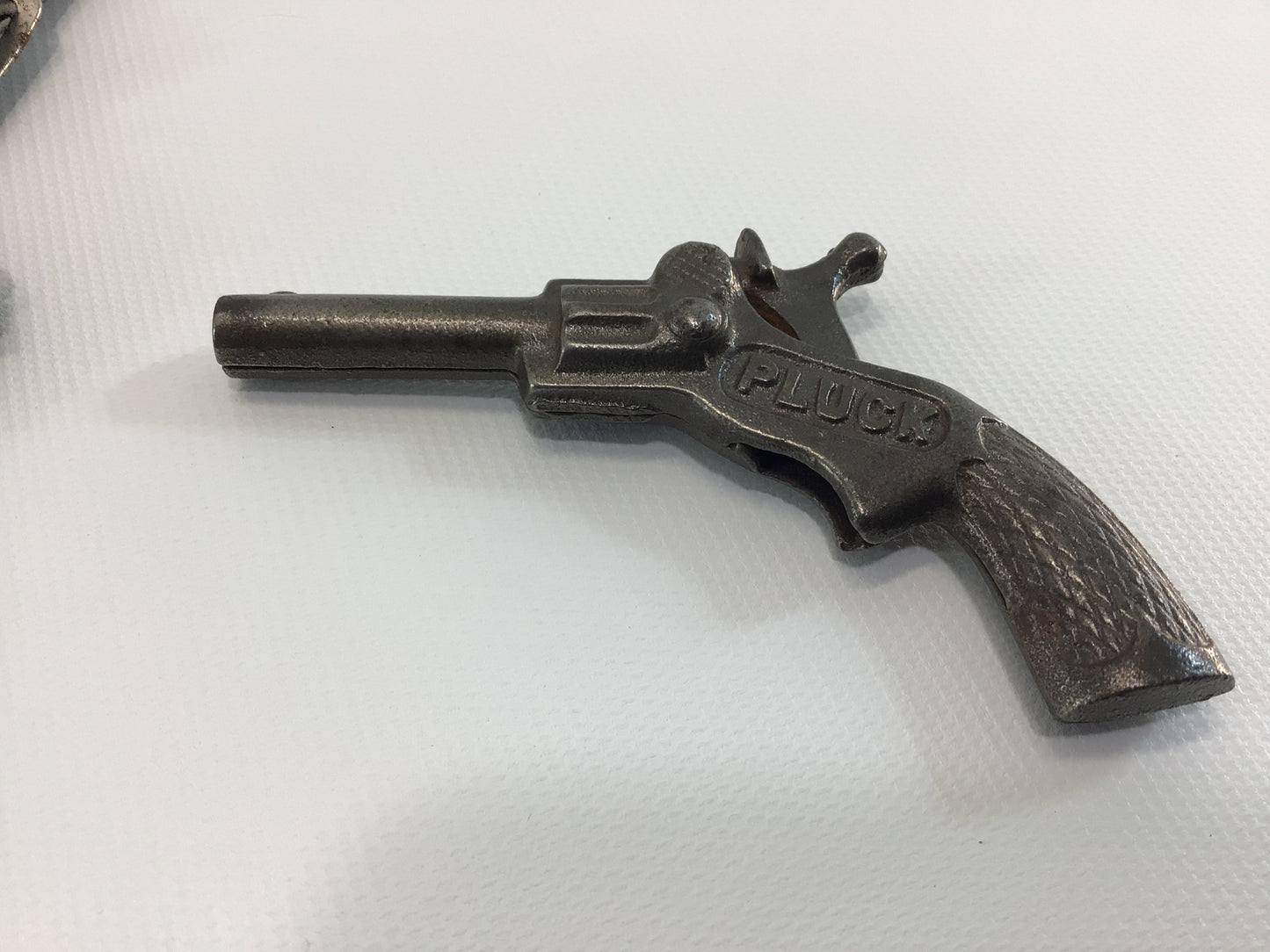 Toy Pluck Cap Gun with Holster Vintage Diecast Handgun Pistol