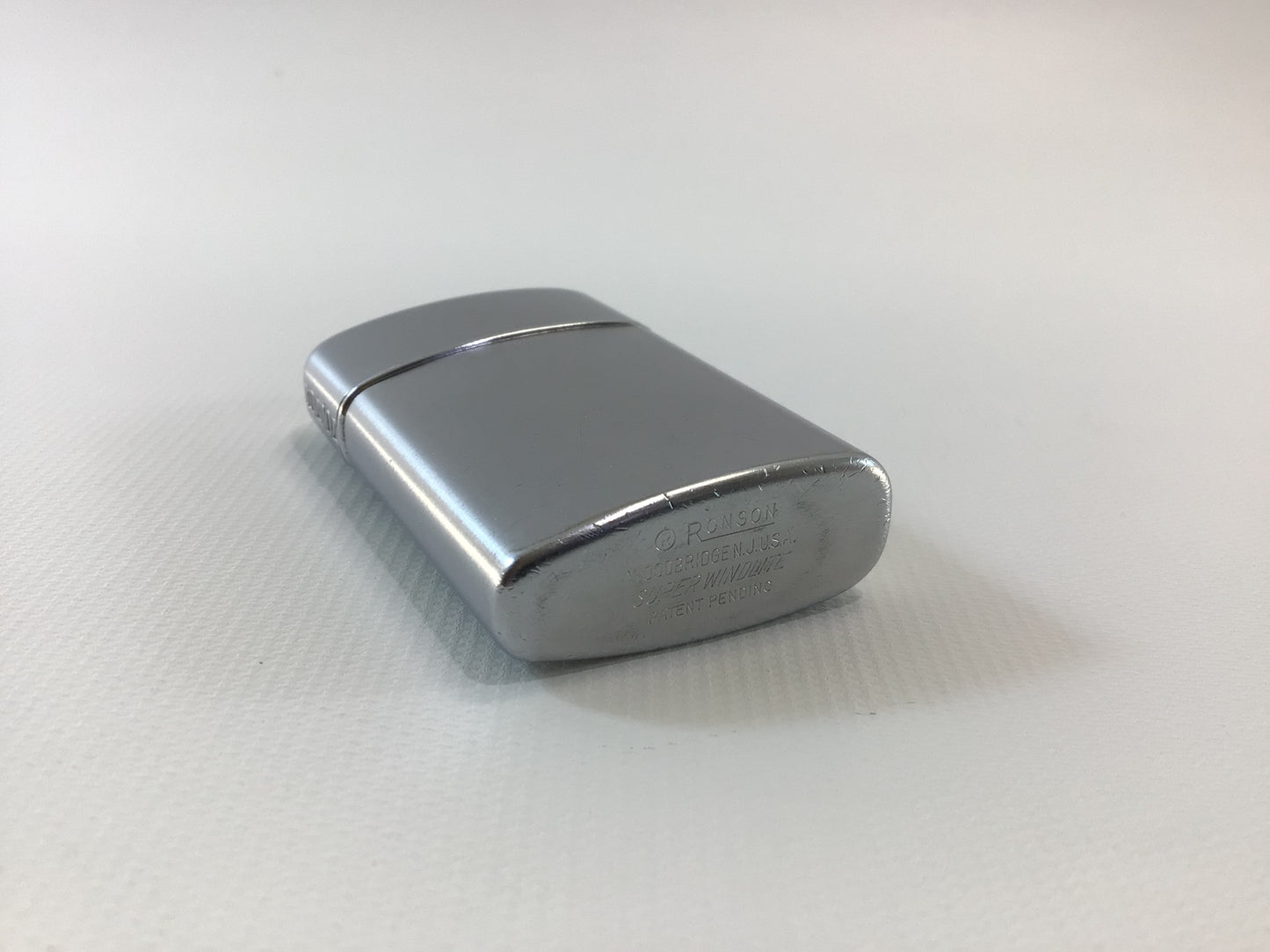 Ronson Super Windlite Vintage Fluid Cigar Cigarette Lighter Brushed Chrome Finish
