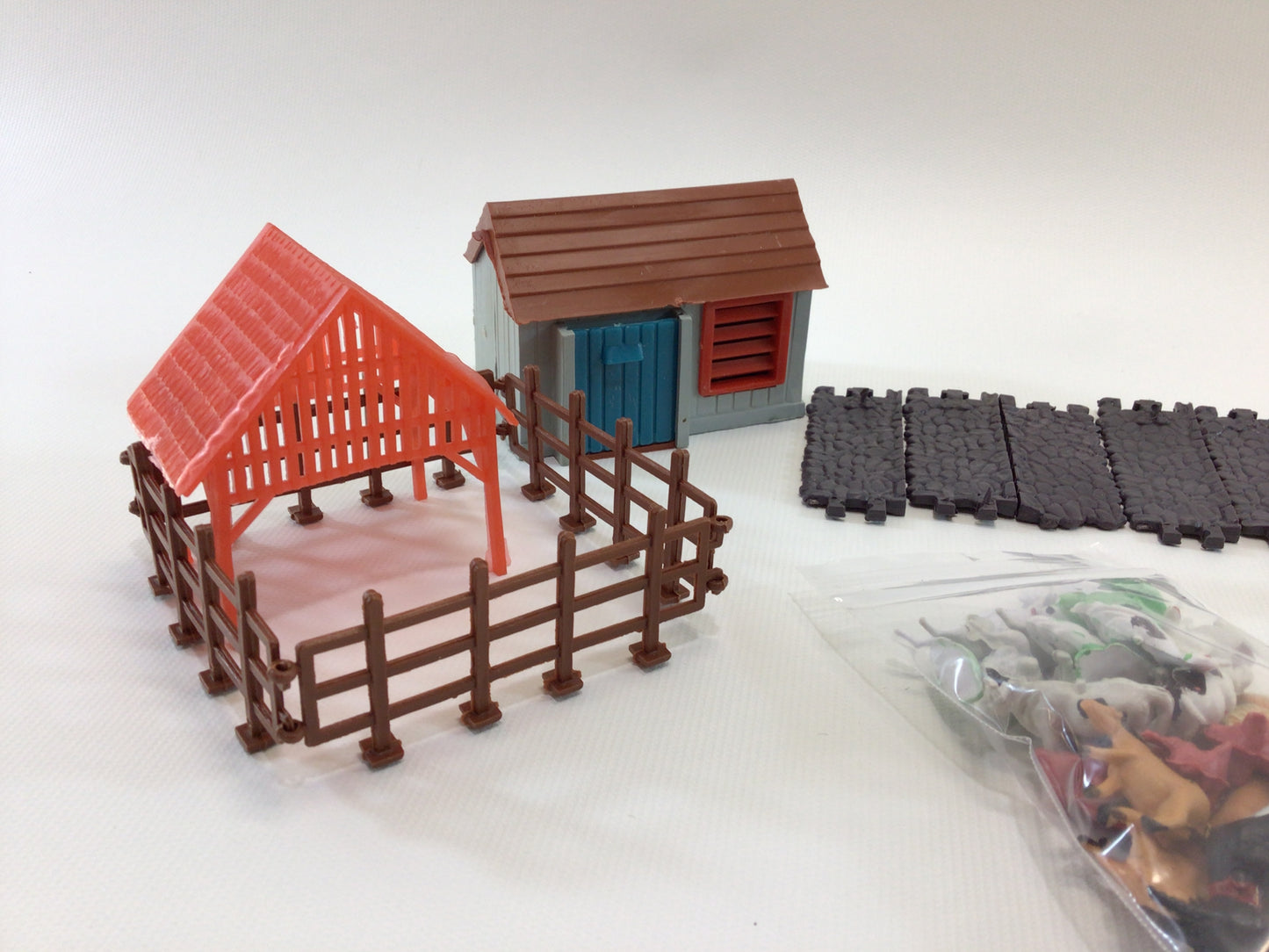 Family Farm Cake Toppers Vintage Kitschy Birthday Party Ephemera Barnyard Animals Farmers Trees Fence