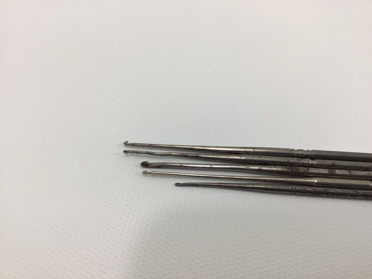 Antique Steel Crochet Hook 5 Piece Assortment Various Makers and Sizes