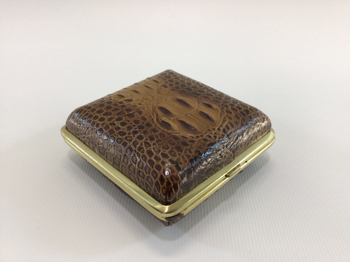 Westclox Travel Alarm Calendar Clock Japan Movement in Faux Alligator Skin Case Vintage Mechanical Wind