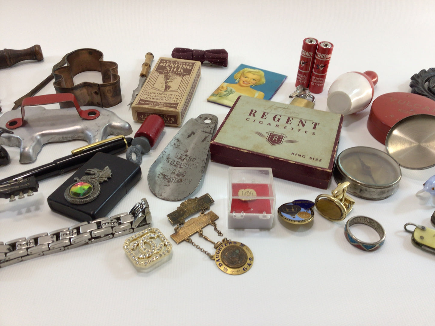Vintage Junk Drawer Lot of Old Small Items Assemblage Mixed Media Art Parts Pieces