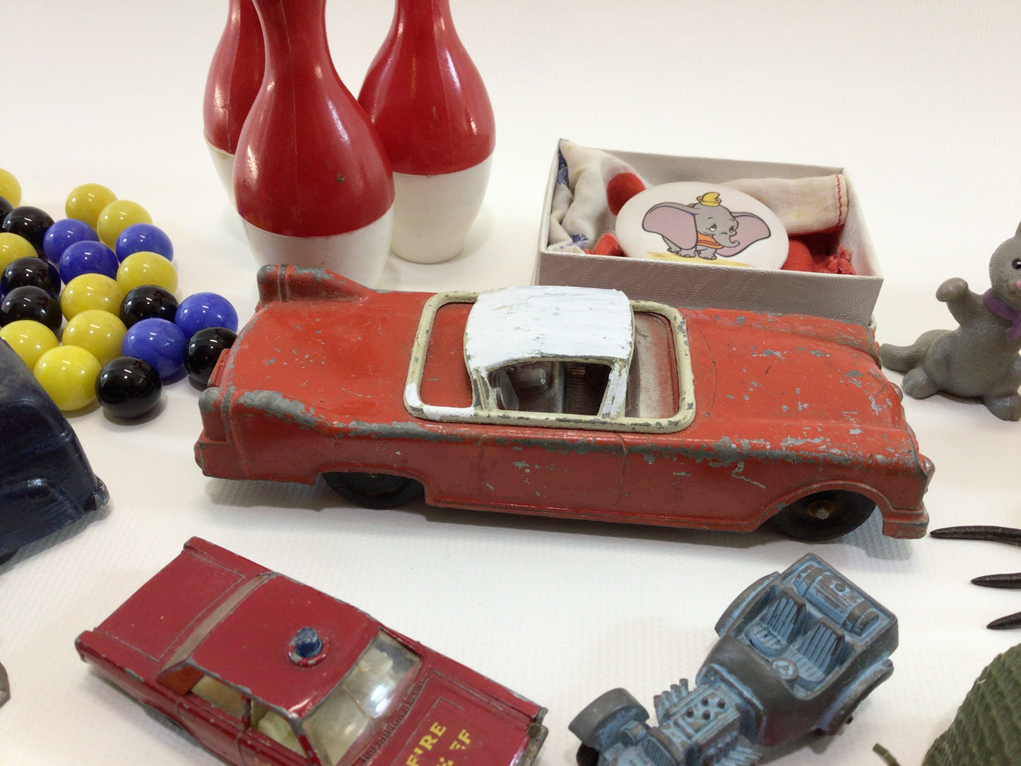Vintage Junk Drawer Lot of Old Small Toy and Game Parts Pieces for Assemblage Mixed Media Art Projects