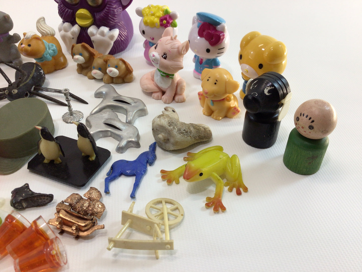 Vintage Junk Drawer Lot of Old Small Toy and Game Parts Pieces for Assemblage Mixed Media Art Projects