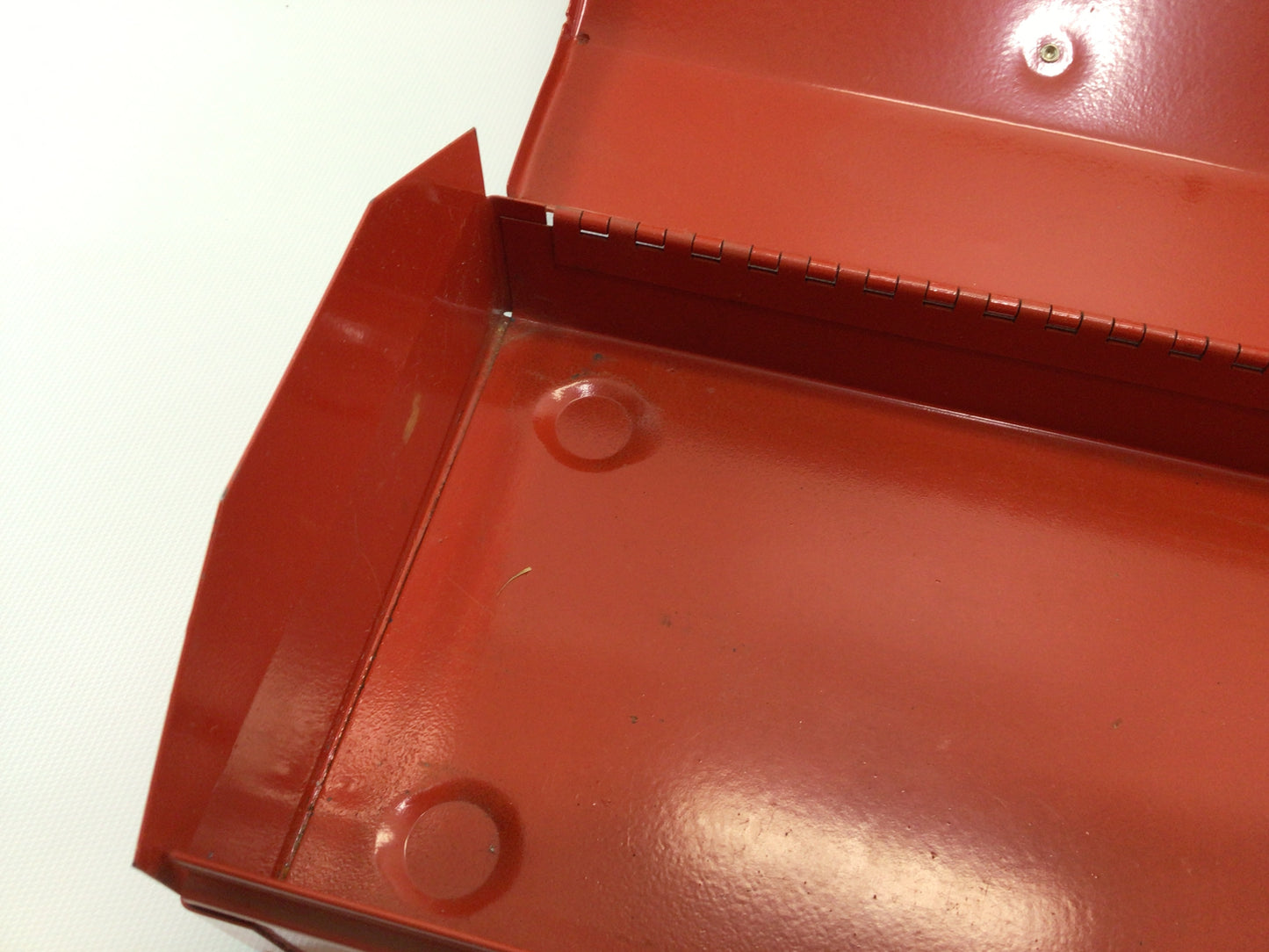 Vintage Steel Construction Red Tool Box Storage Container Mid Century Quality Made