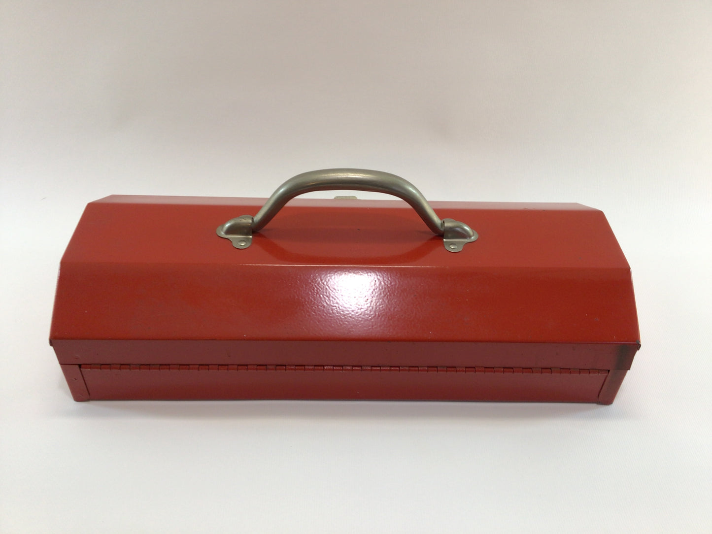 Vintage Steel Construction Red Tool Box Storage Container Mid Century Quality Made