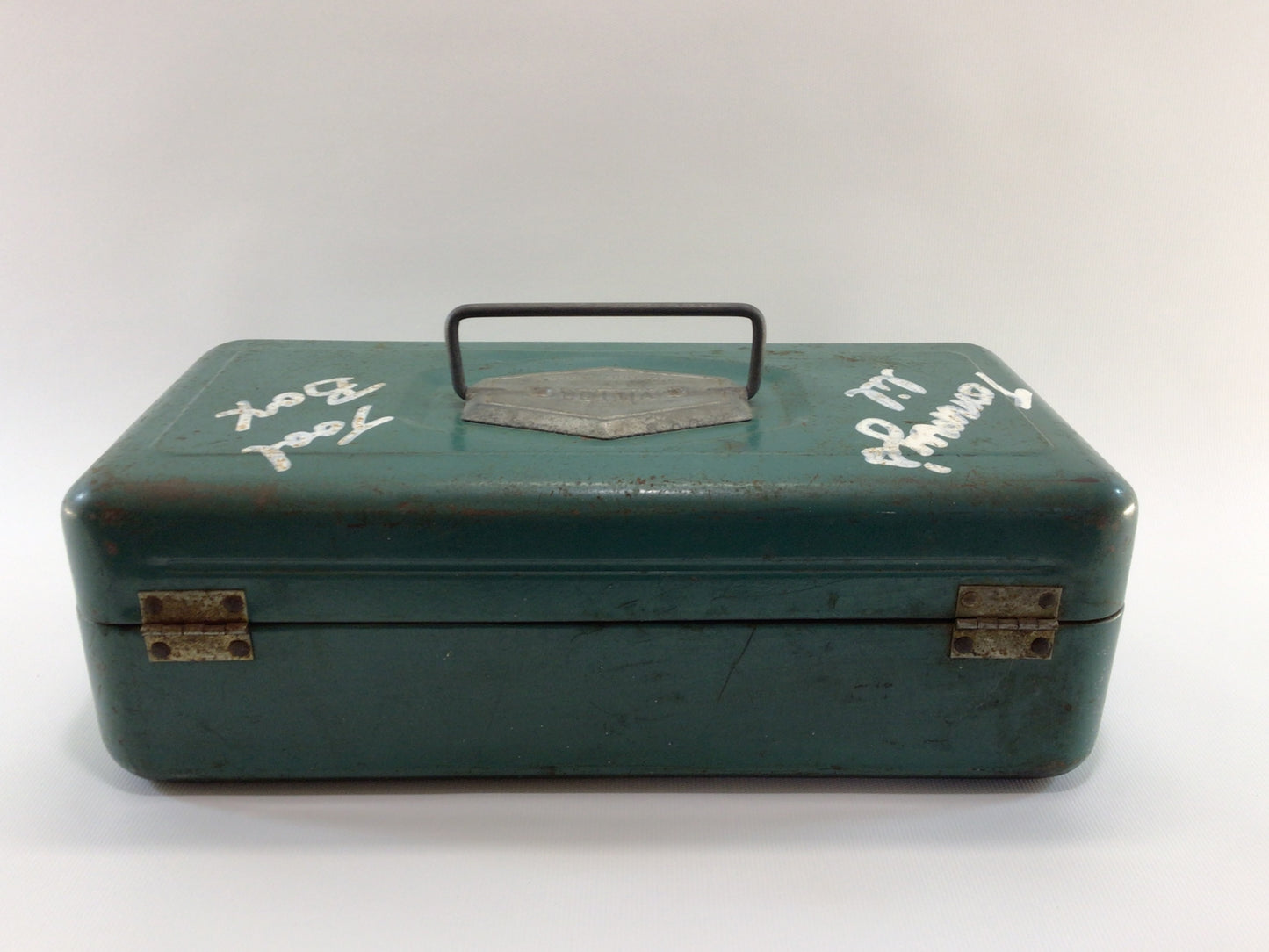 Green Victor Tool / Fishing Tackle Box Single Tray Storage Container Quality Made Mid Century Steel Construction