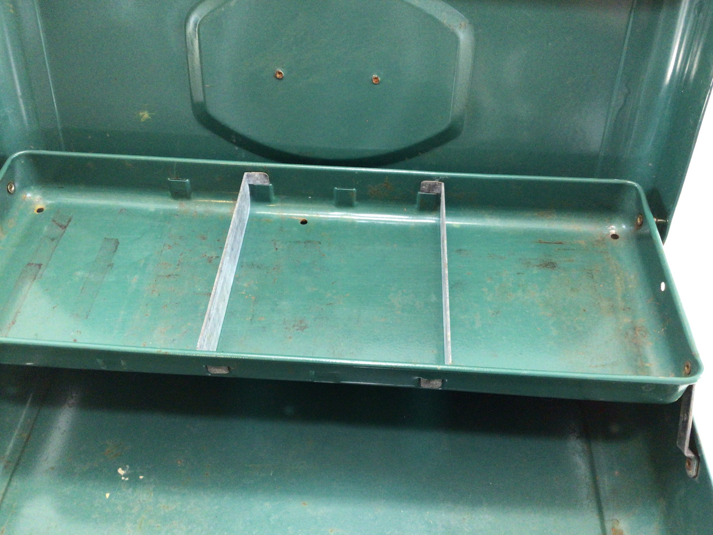 Green Victor Tool / Fishing Tackle Box Single Tray Storage Container Quality Made Mid Century Steel Construction