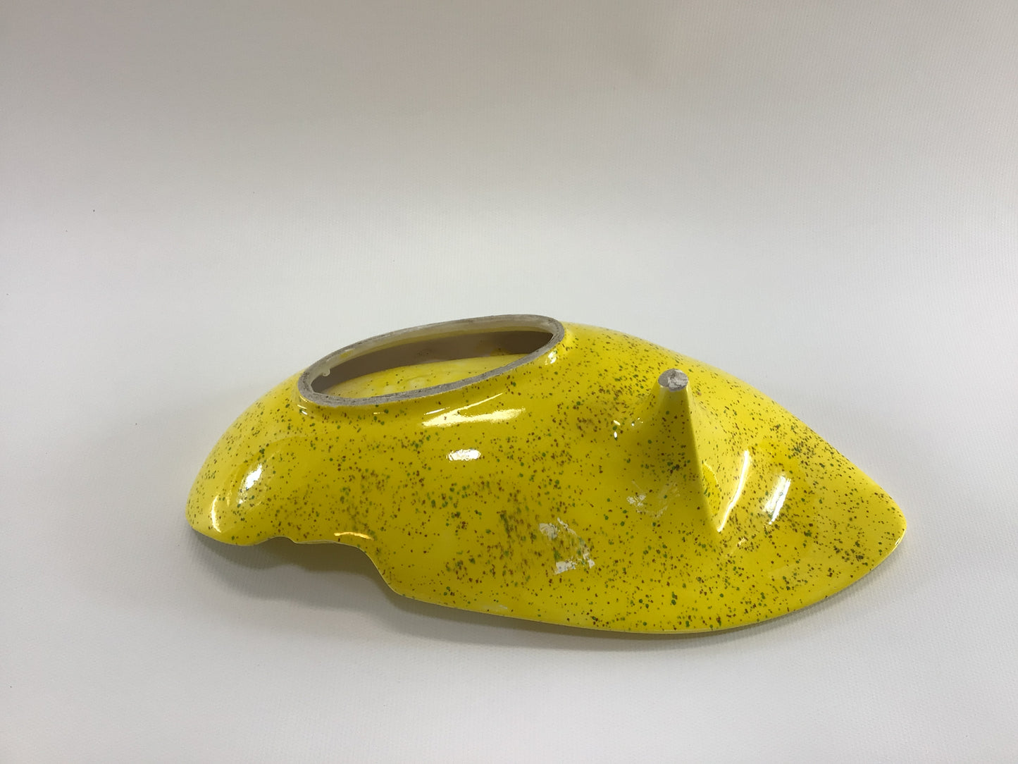 Ceramic Coffee Table Ashtray Mid Century Modern Footed Amoeba Design Brown and Green Flecked