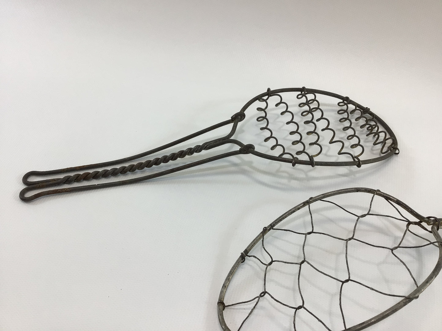 Antique Steel Wire Cooking Stainer Spoons Rustic Primitive Kitchen Utensils