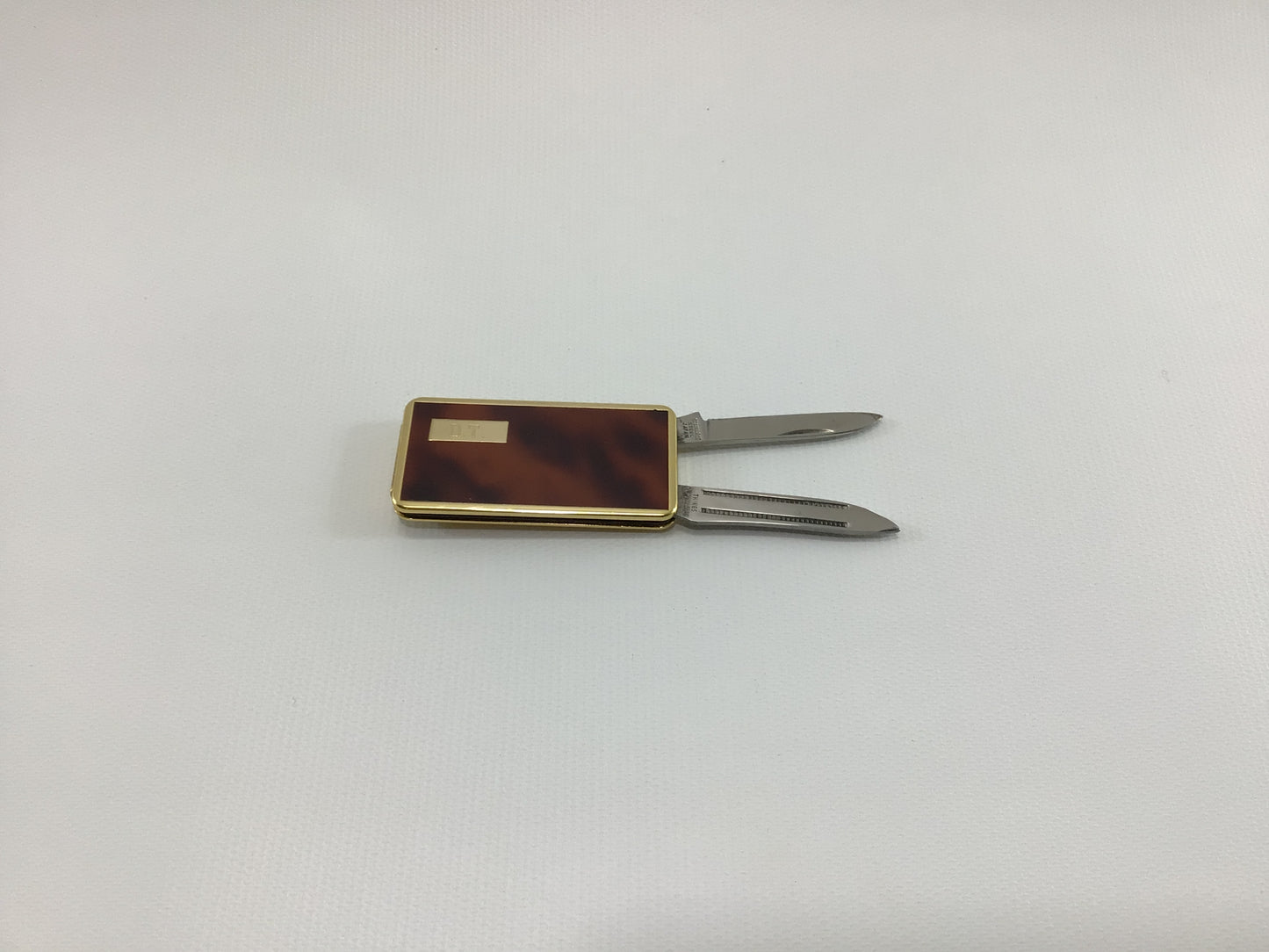 Colibri Money Clip Gentleman's Knife with D T Monogram Vintage Made in Japan Mid Century Men's Fashion Accessory