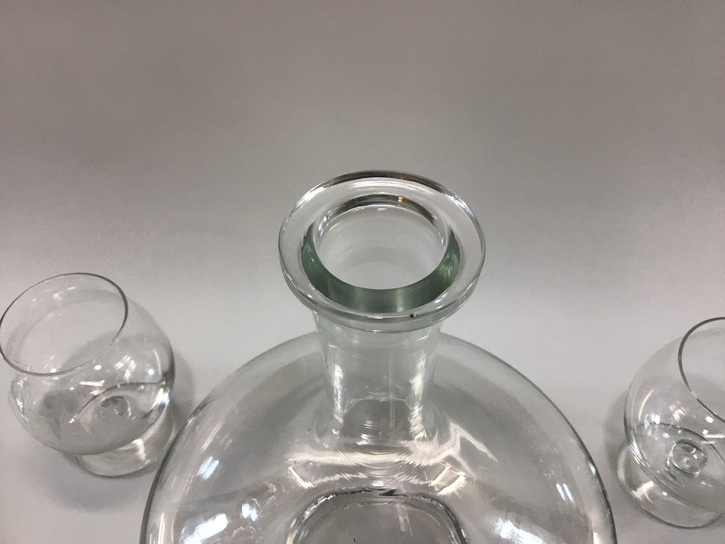 Brandy Decanter Set Clipper Ship Nautical Theme Vintage Etched Toscany 4 fl oz Snifters