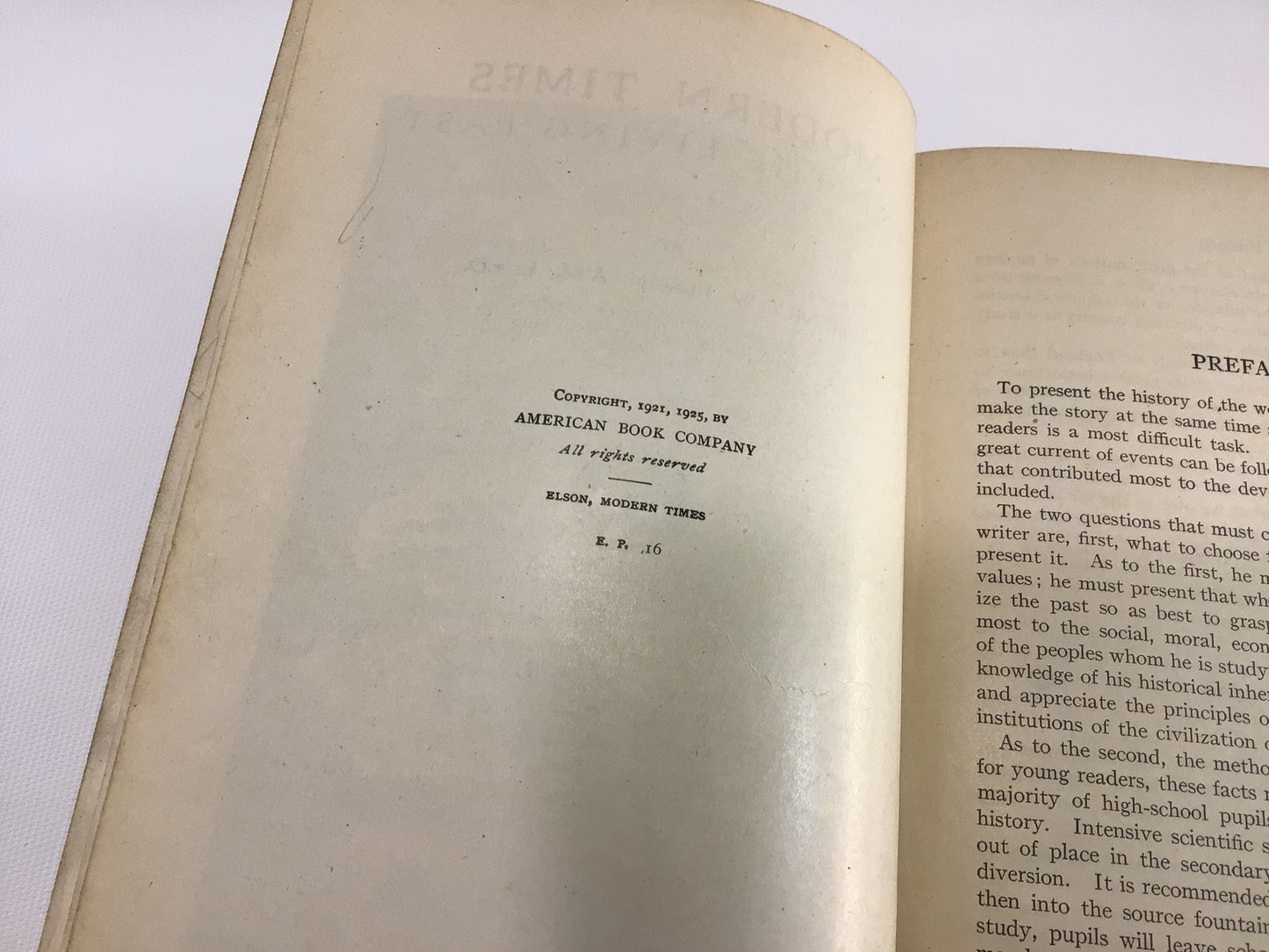 Antique Book Modern Times and The Living Past Elson School History Book Prehistoric Man Egypt Greece Rome Tartars Europe Democracy World War