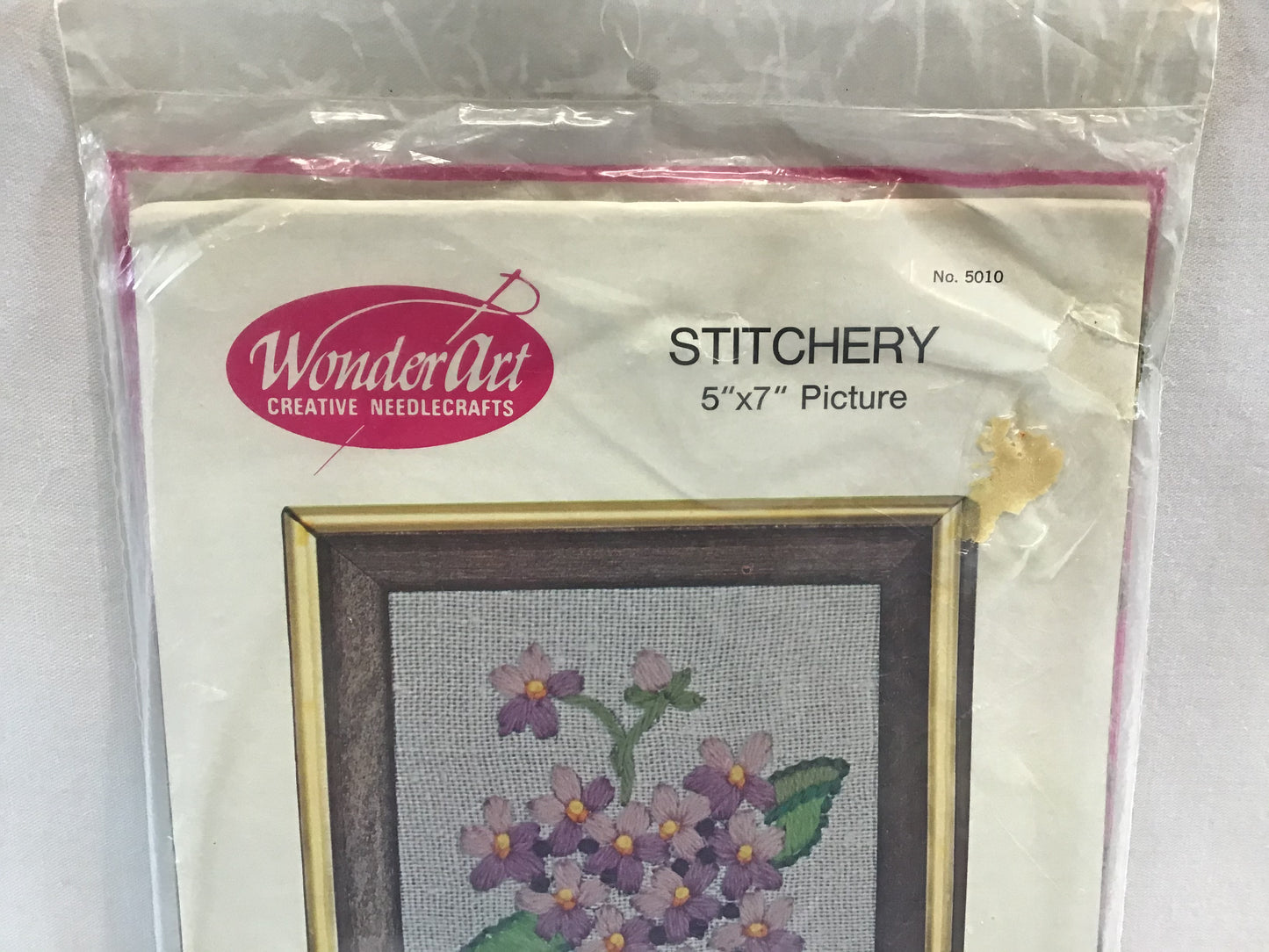 Wonder Art Violets Embroidery Kit No. 5010 Creative Needlecrafts Stitchery from the 1980's