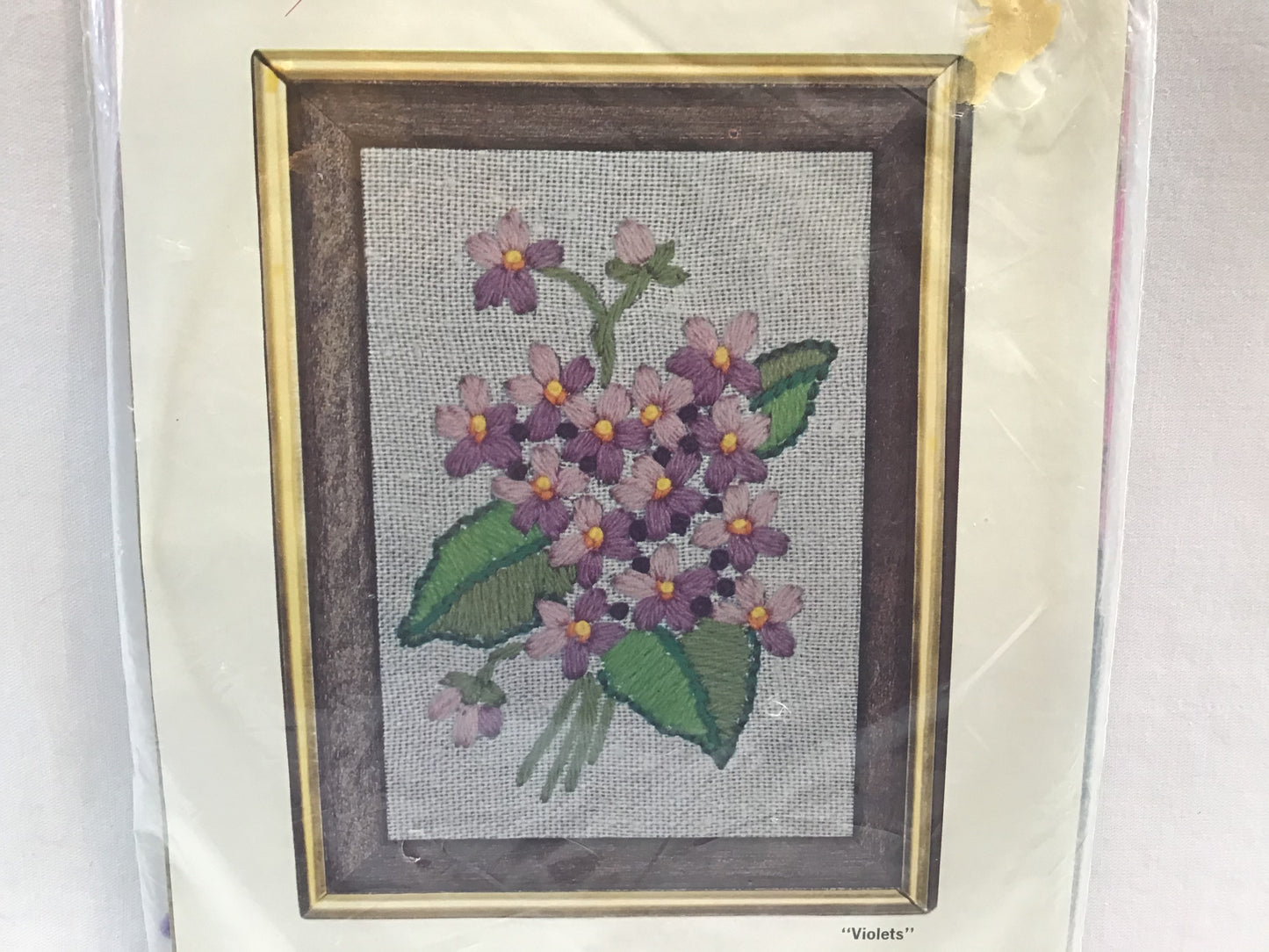 Wonder Art Violets Embroidery Kit No. 5010 Creative Needlecrafts Stitchery from the 1980's